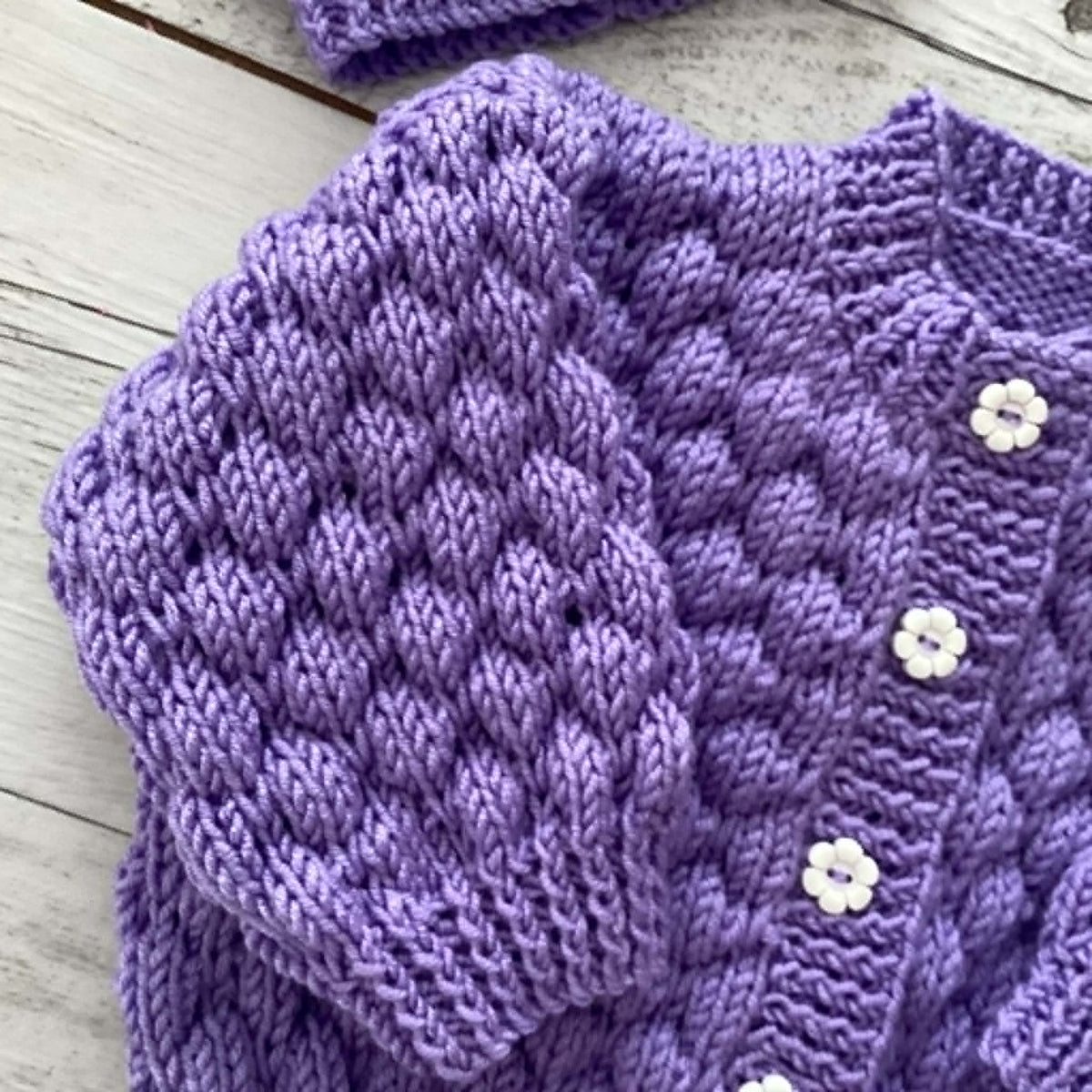 Hand Knitted Baby Bubble Cardigan & Hat