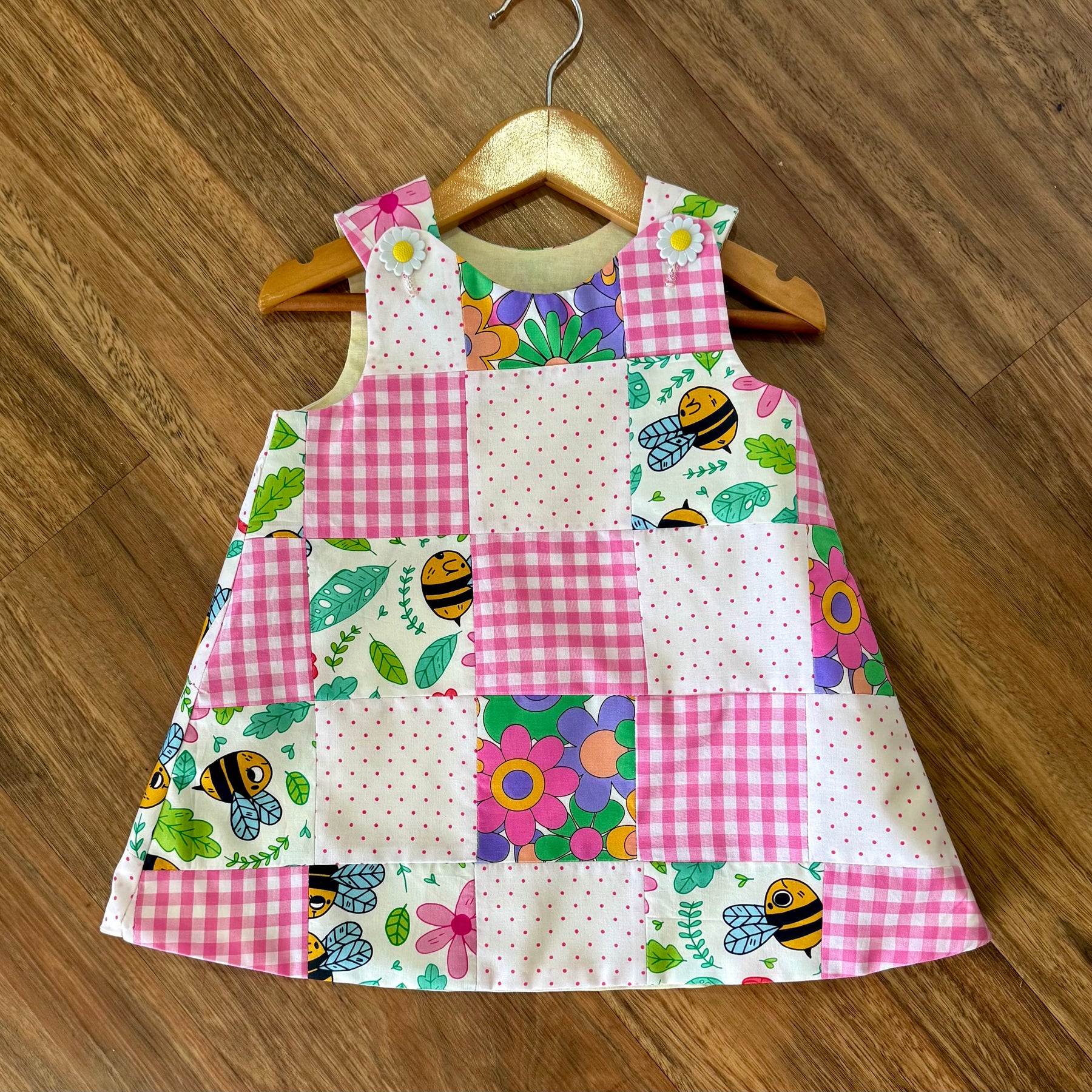 Patchwork Cotton Pinafore dress Size 2
