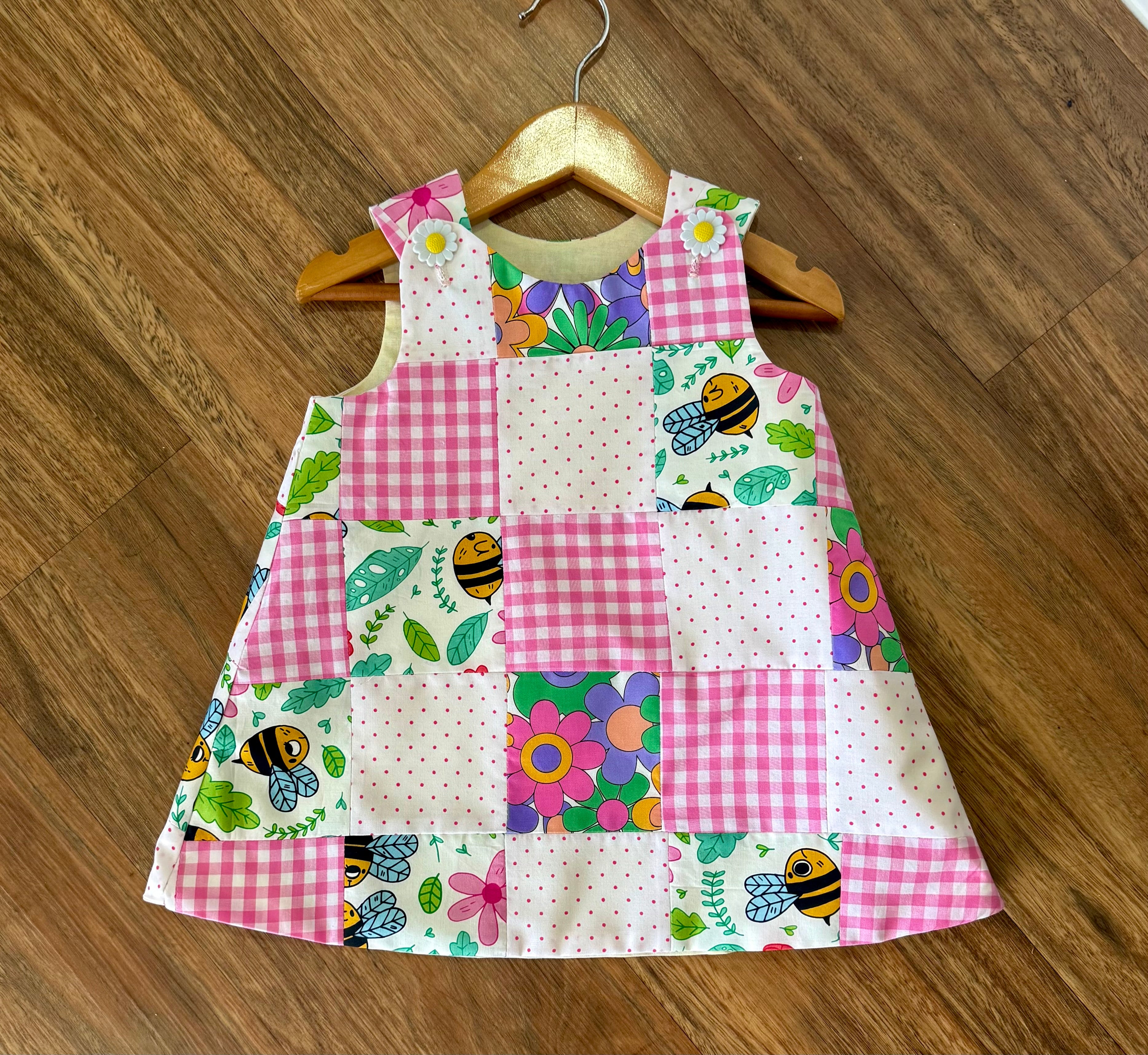 Patchwork Cotton Pinafore dress Size 2