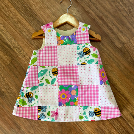 Patchwork Cotton Pinafore dress Size 2