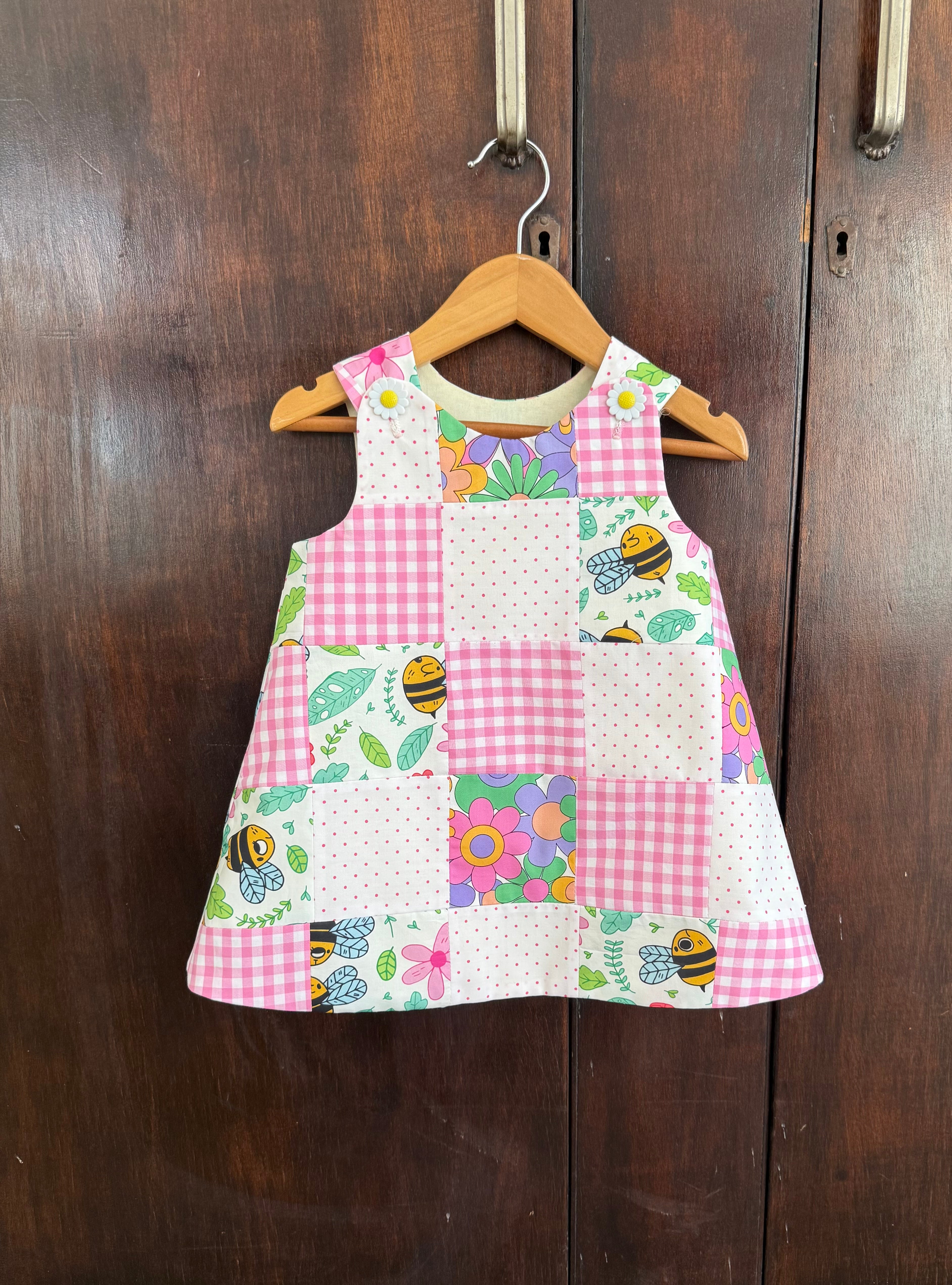 Patchwork Cotton Pinafore dress Size 2