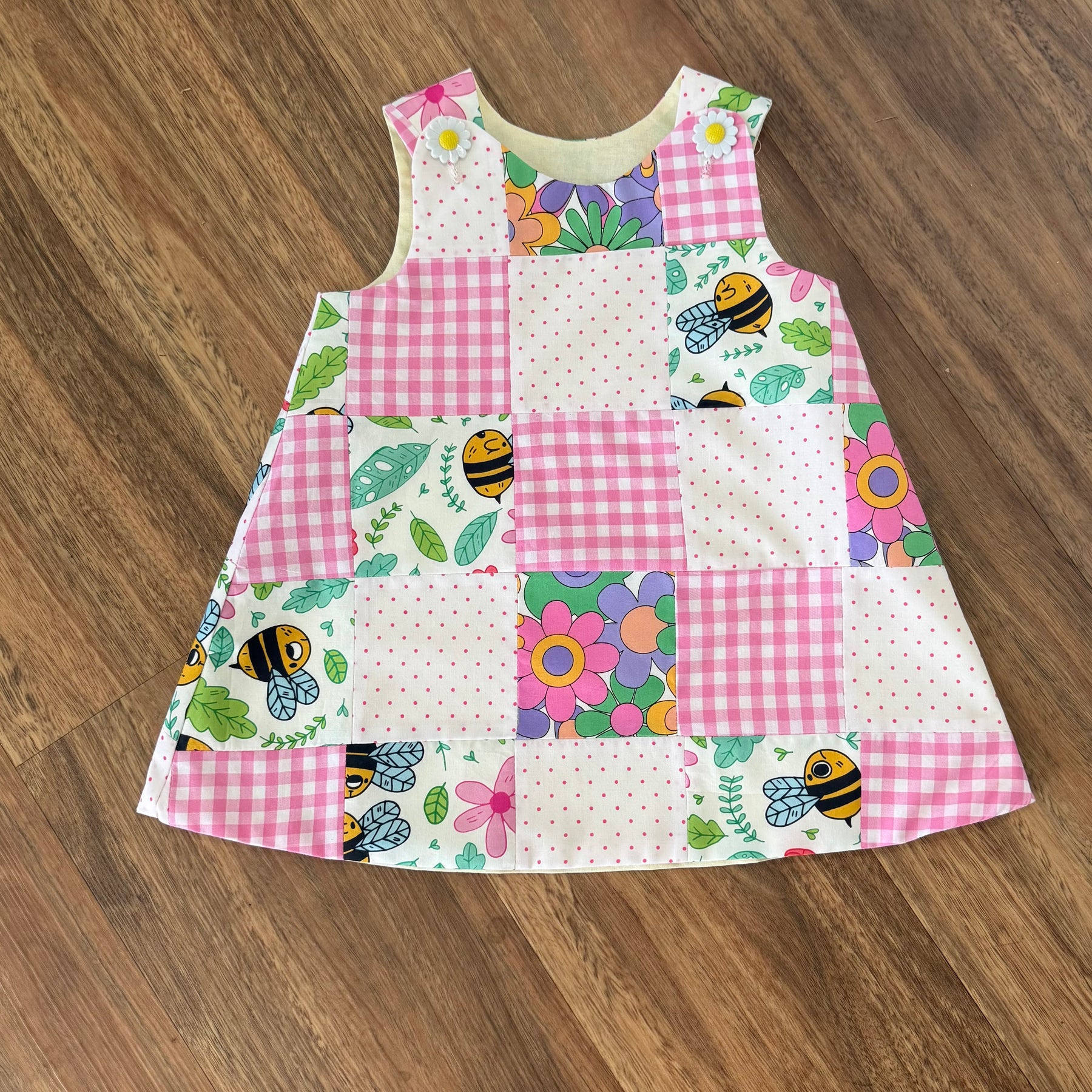 Patchwork Cotton Pinafore dress Size 2