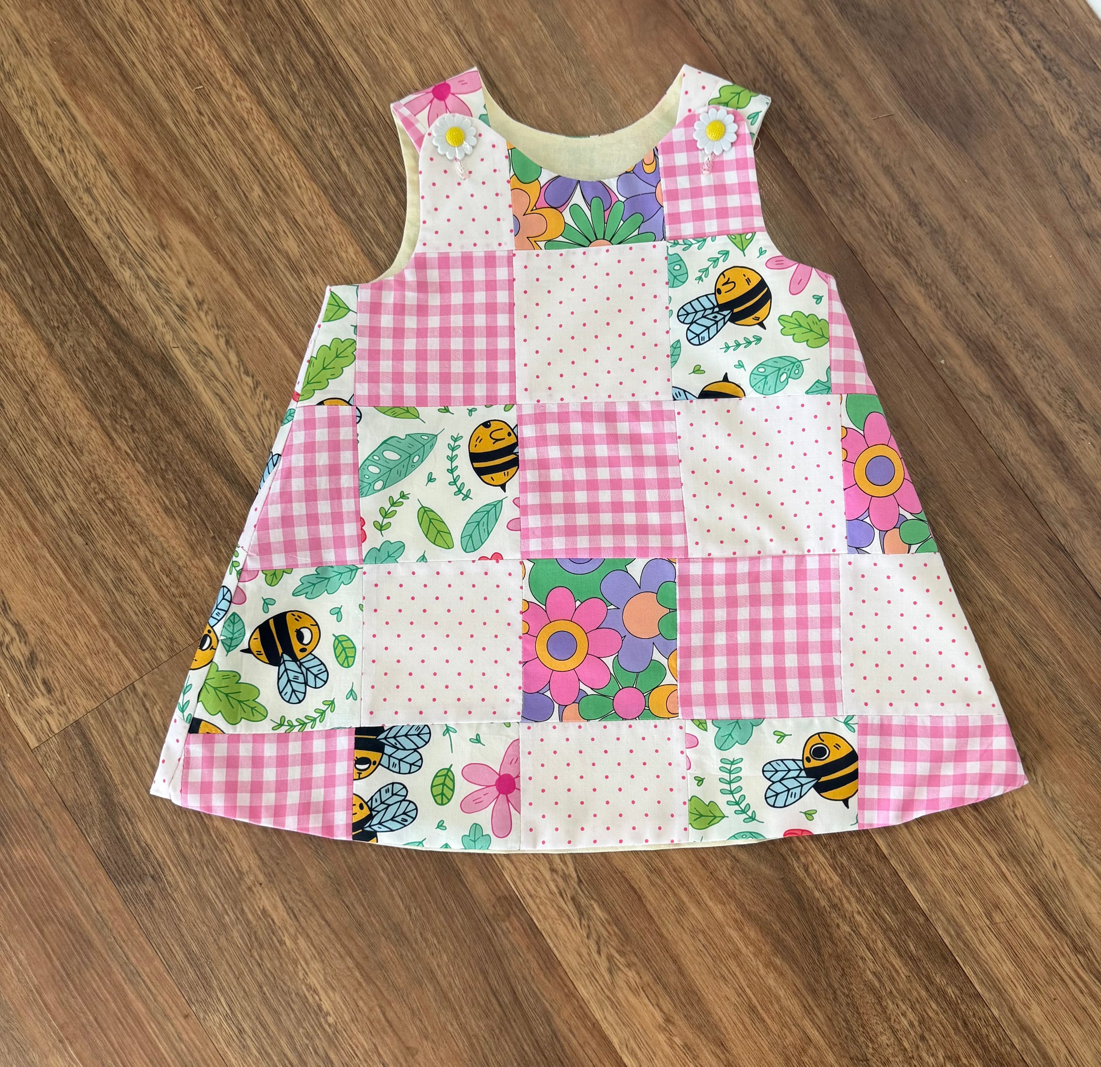 Patchwork Cotton Pinafore dress Size 2