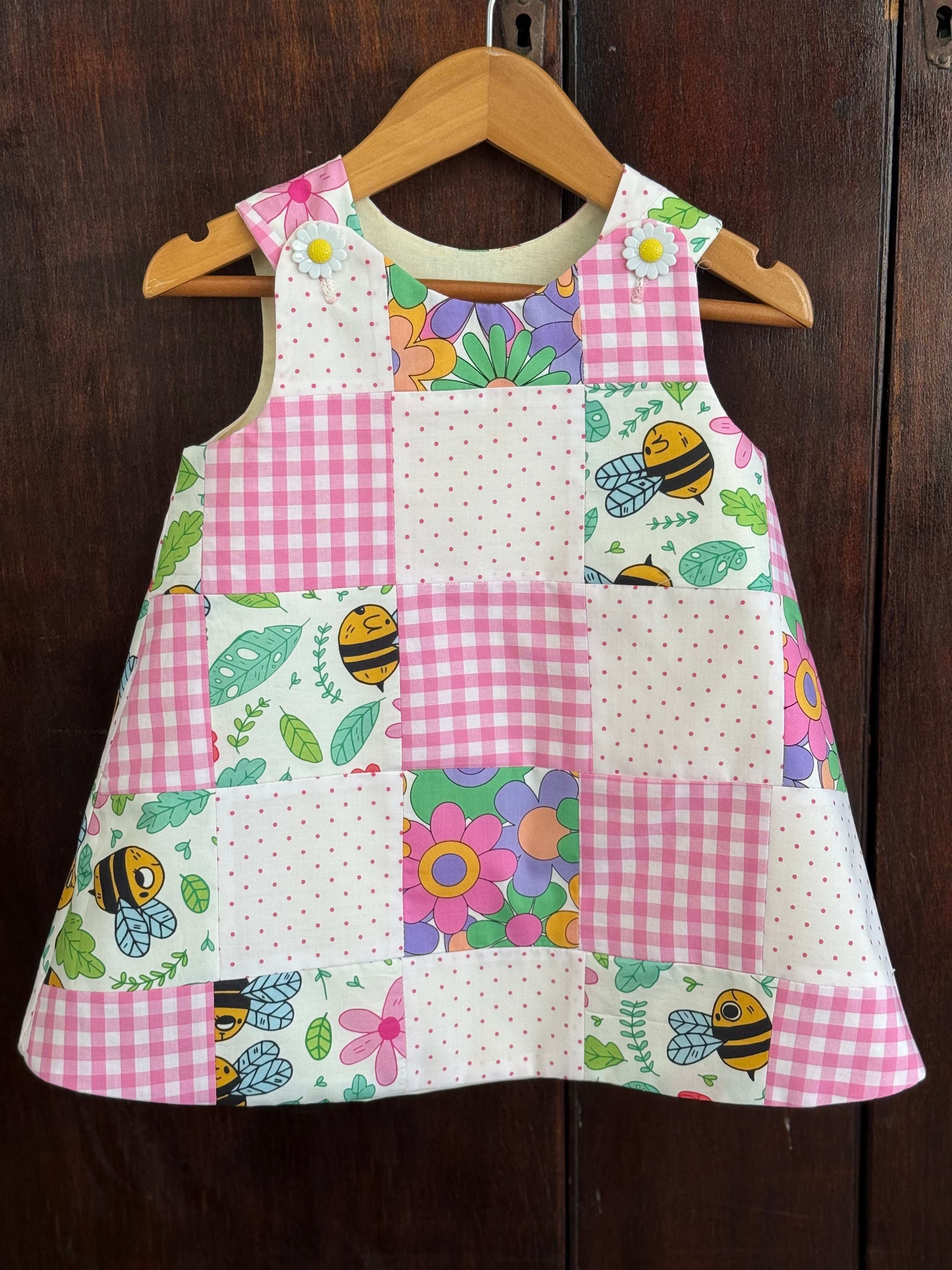 Patchwork Cotton Pinafore dress Size 2
