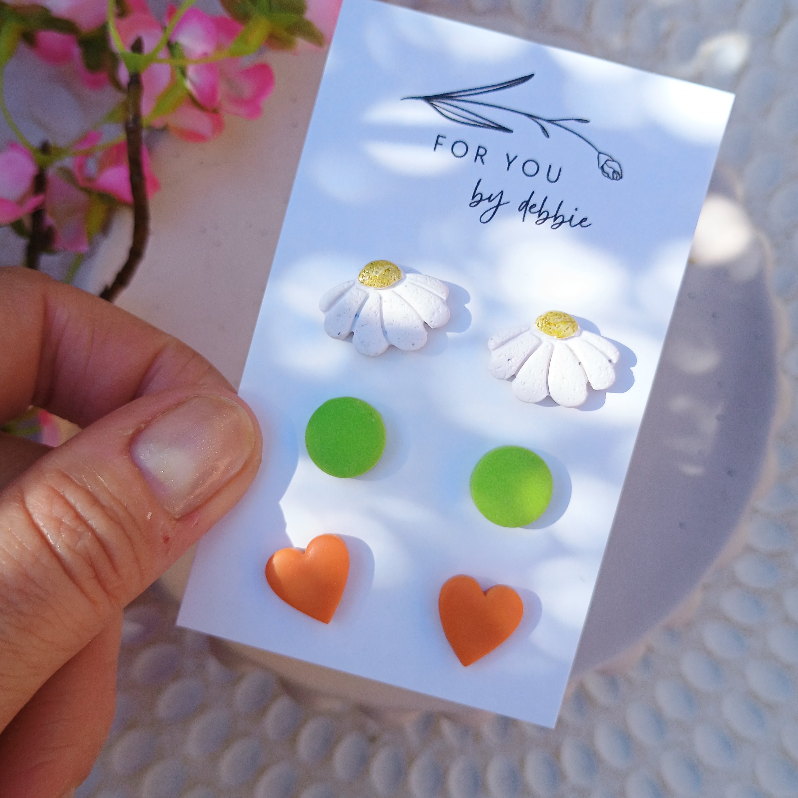 Trio set stud earrings-bright and Daisy