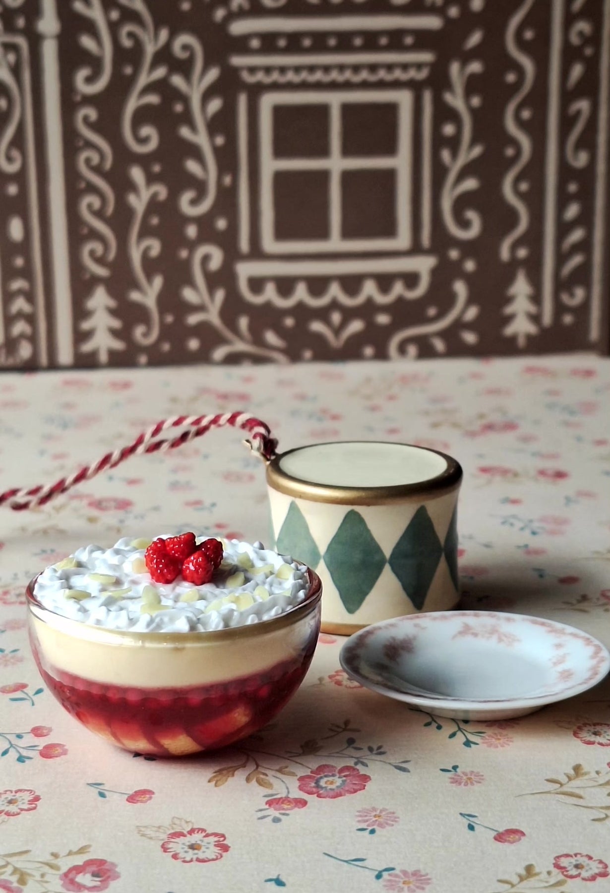 Trifle pudding (with ornate serving spoon)
