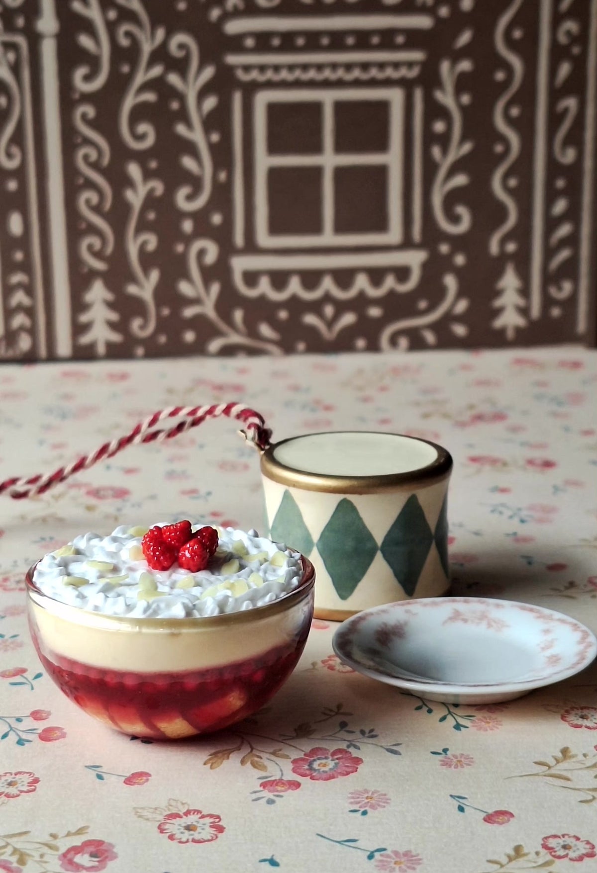 Trifle pudding (with ornate serving spoon)