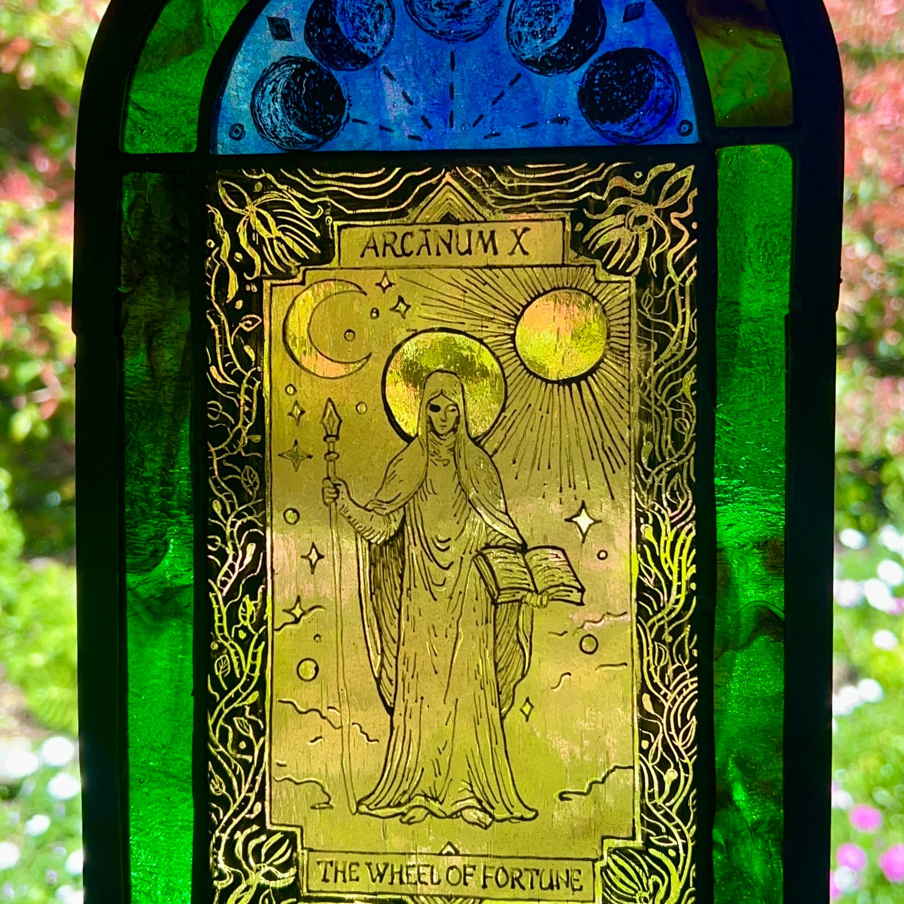 Tarot card stained glass arch