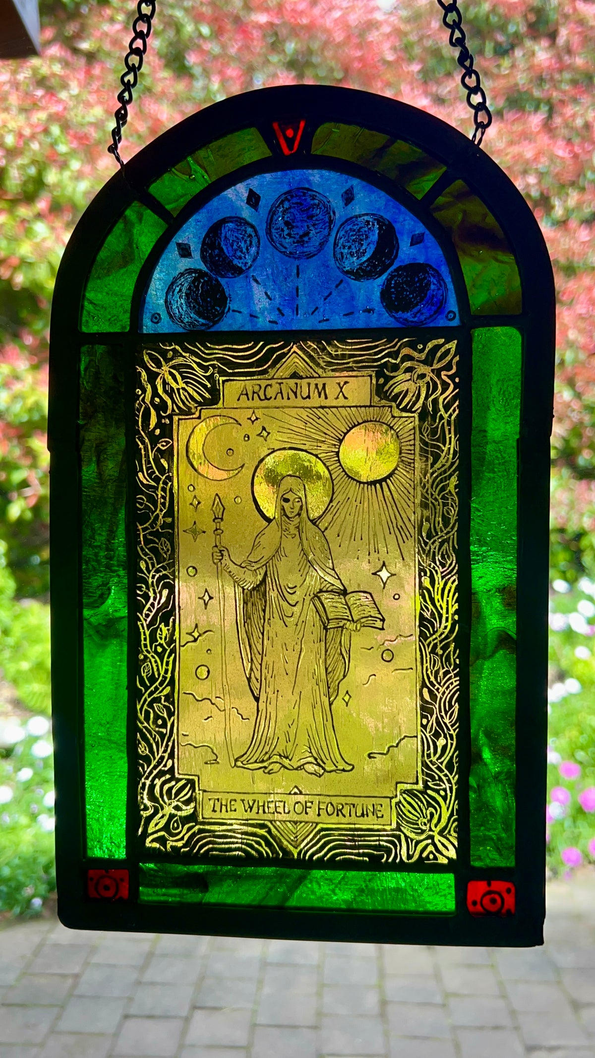 Tarot card stained glass arch