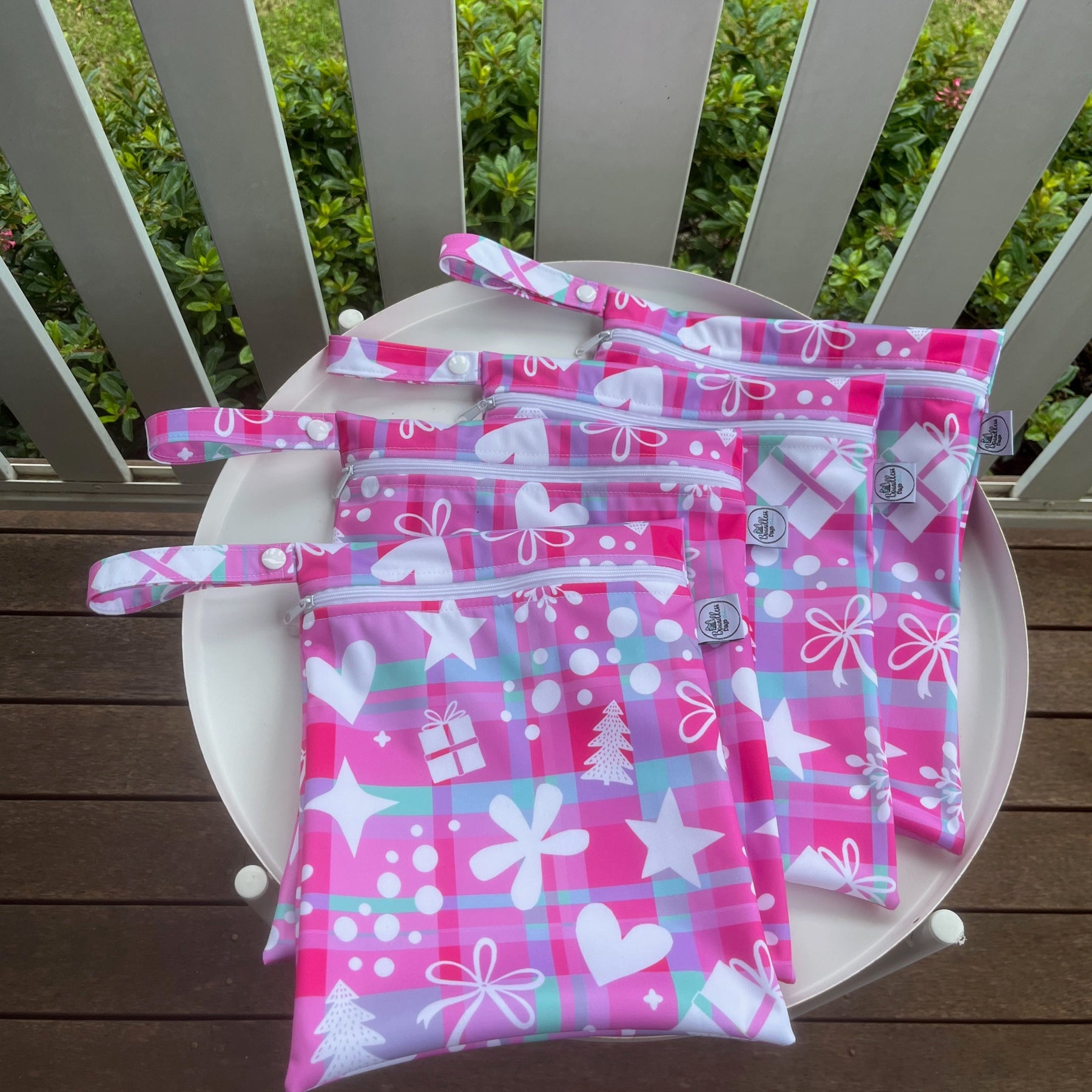 READY MADE Water-resistant wet bags - Happy Christmas (Wonderland Design Co)   | Ready to ship | FREE Postage