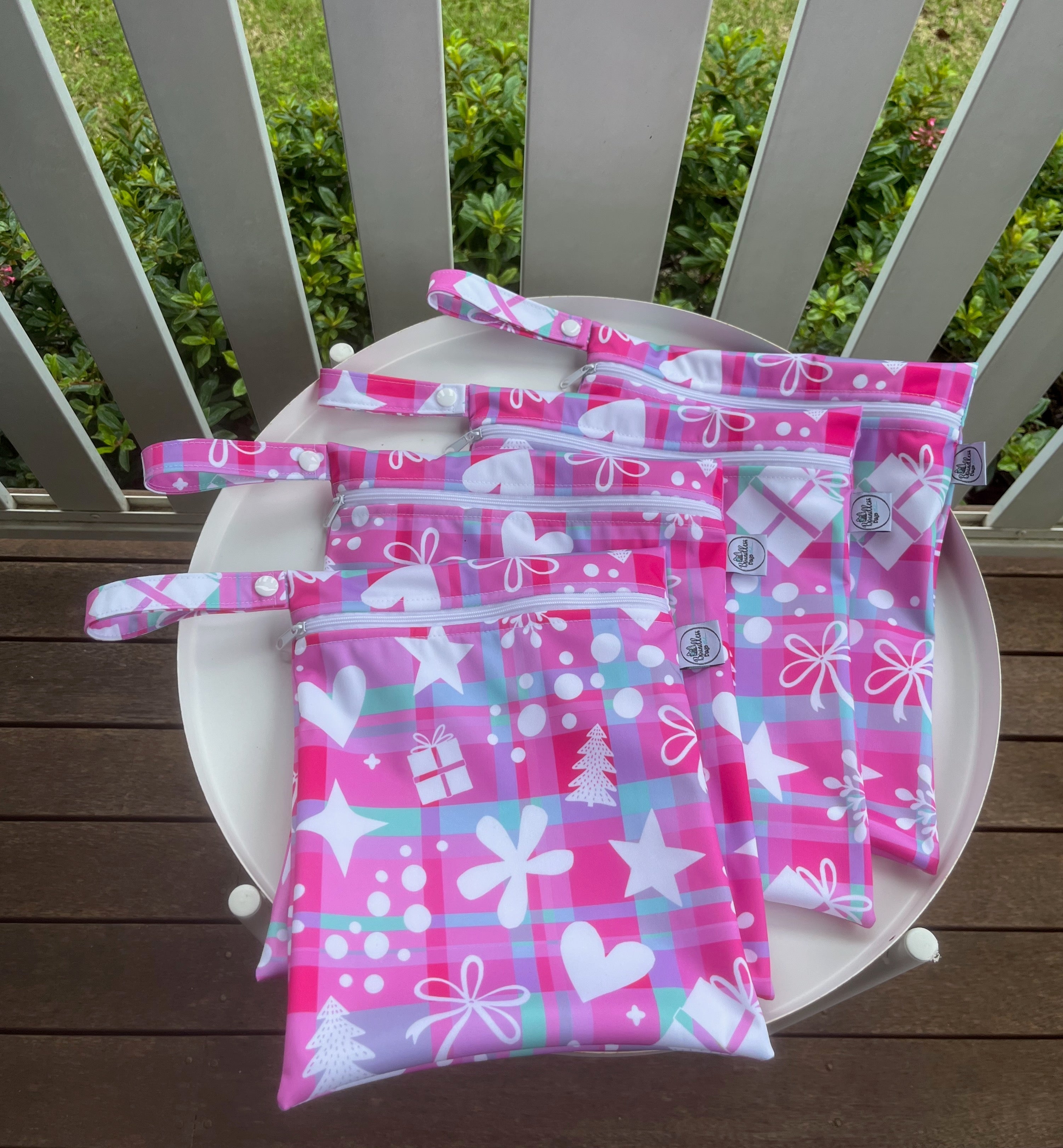 READY MADE Water-resistant wet bags - Happy Christmas (Wonderland Design Co)   | Ready to ship | FREE Postage