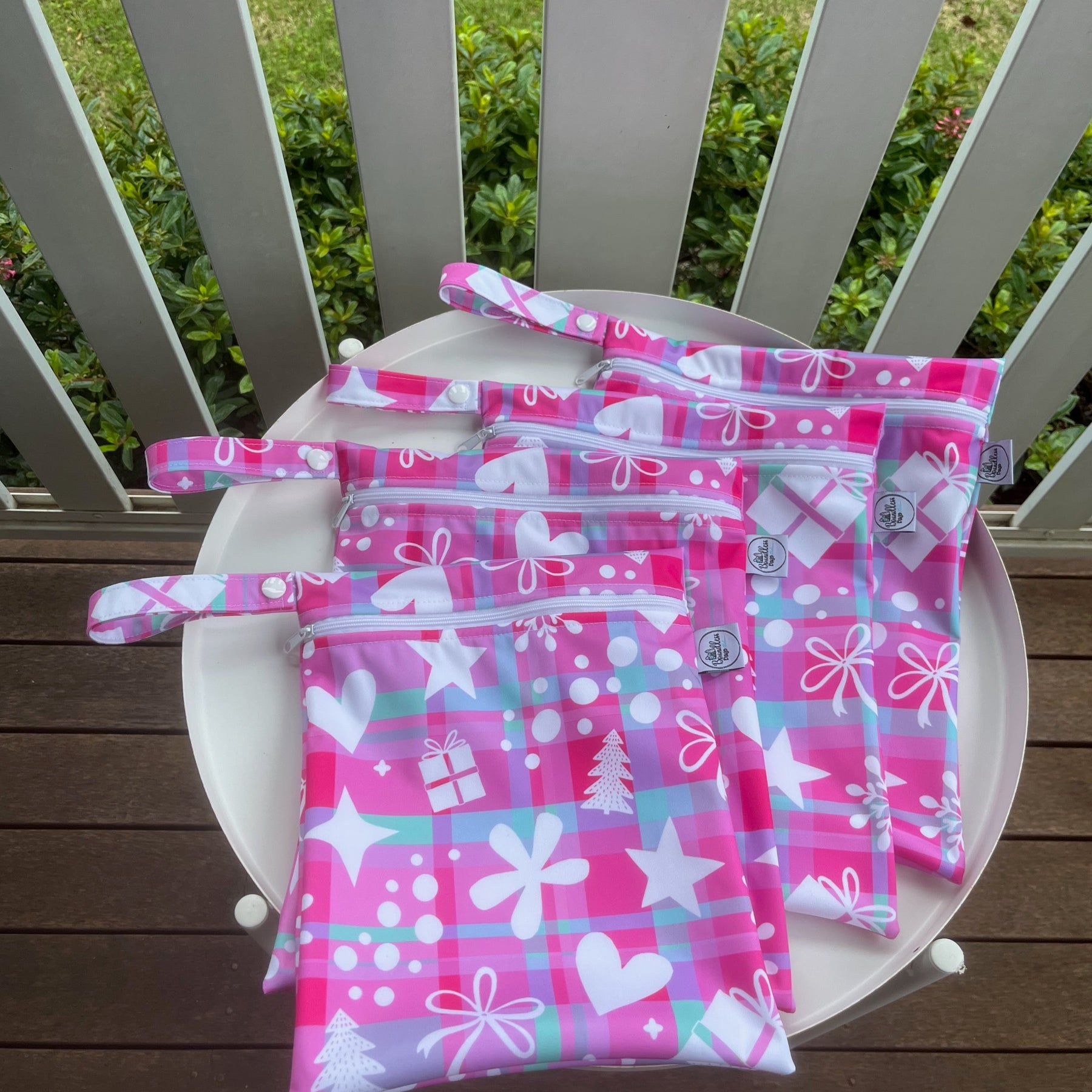 READY MADE Water-resistant wet bags - Happy Christmas (Wonderland Design Co)   | Ready to ship | FREE Postage