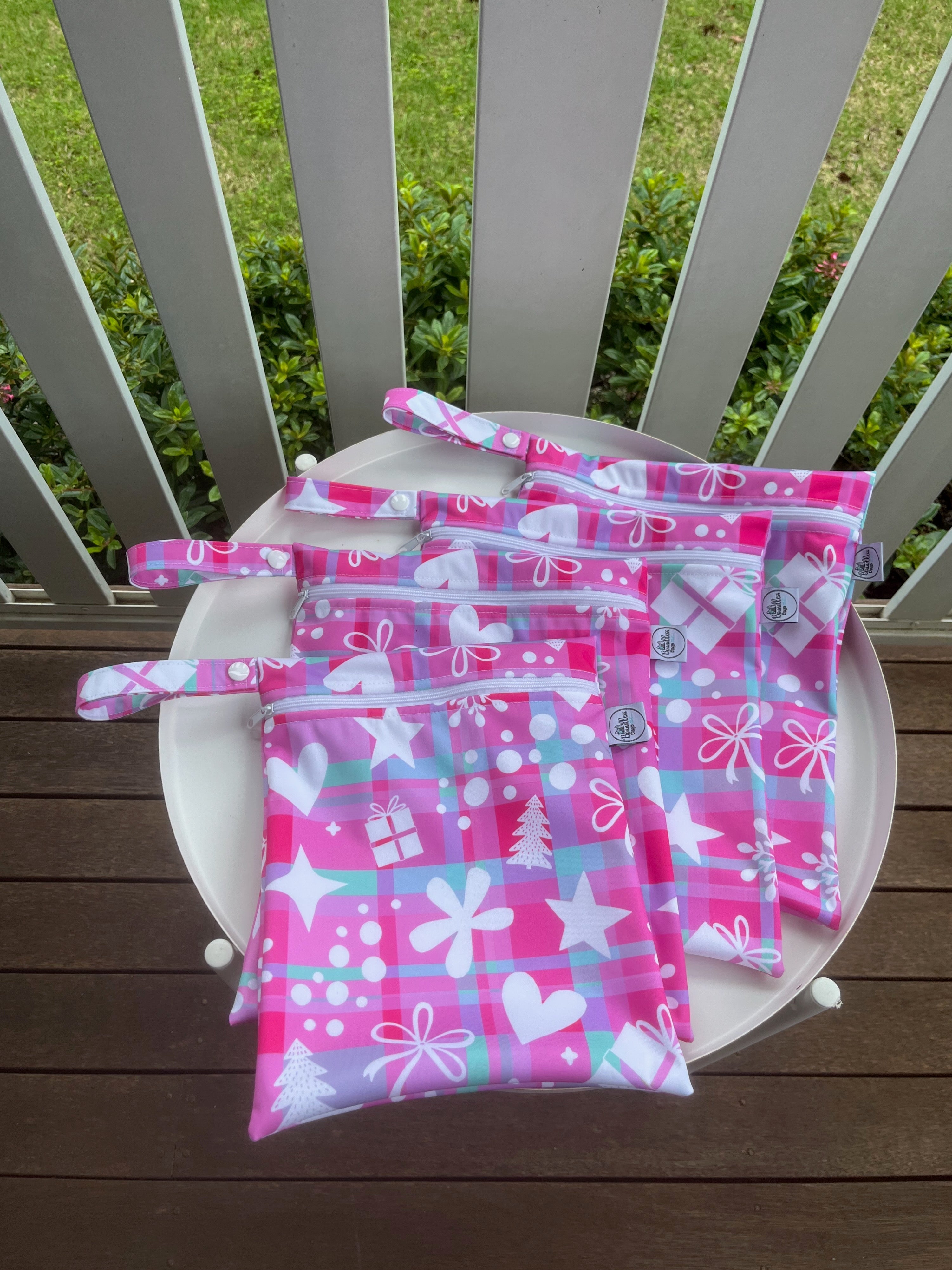 READY MADE Water-resistant wet bags - Happy Christmas (Wonderland Design Co)   | Ready to ship | FREE Postage