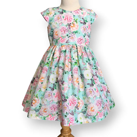 SIZE 3 Aqua Vintage Roses Destin Dress
