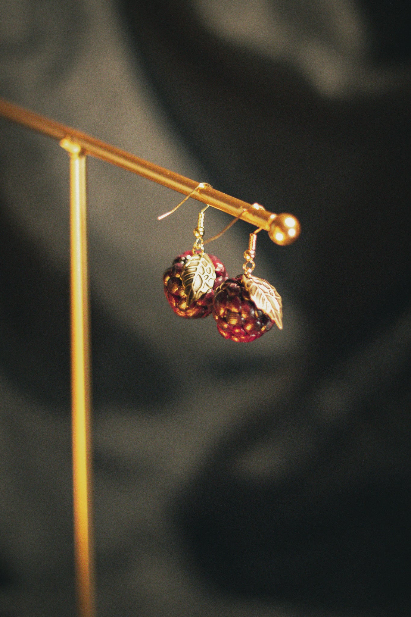 Blackberry Gold Dangle Earrings