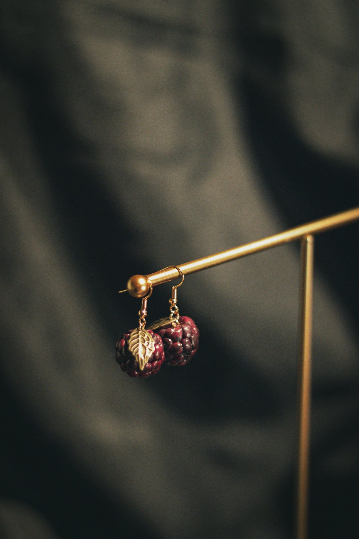 Blackberry Gold Dangle Earrings