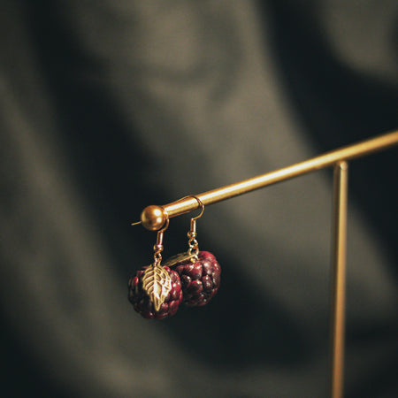 Blackberry Gold Dangle Earrings