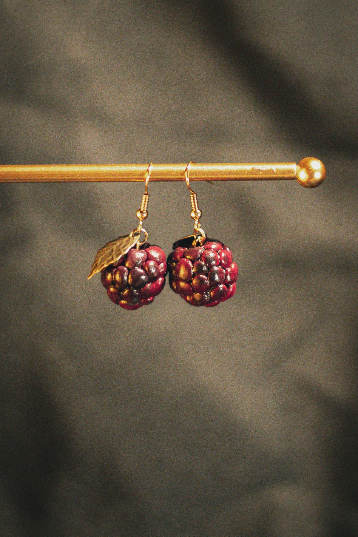 Blackberry Gold Dangle Earrings