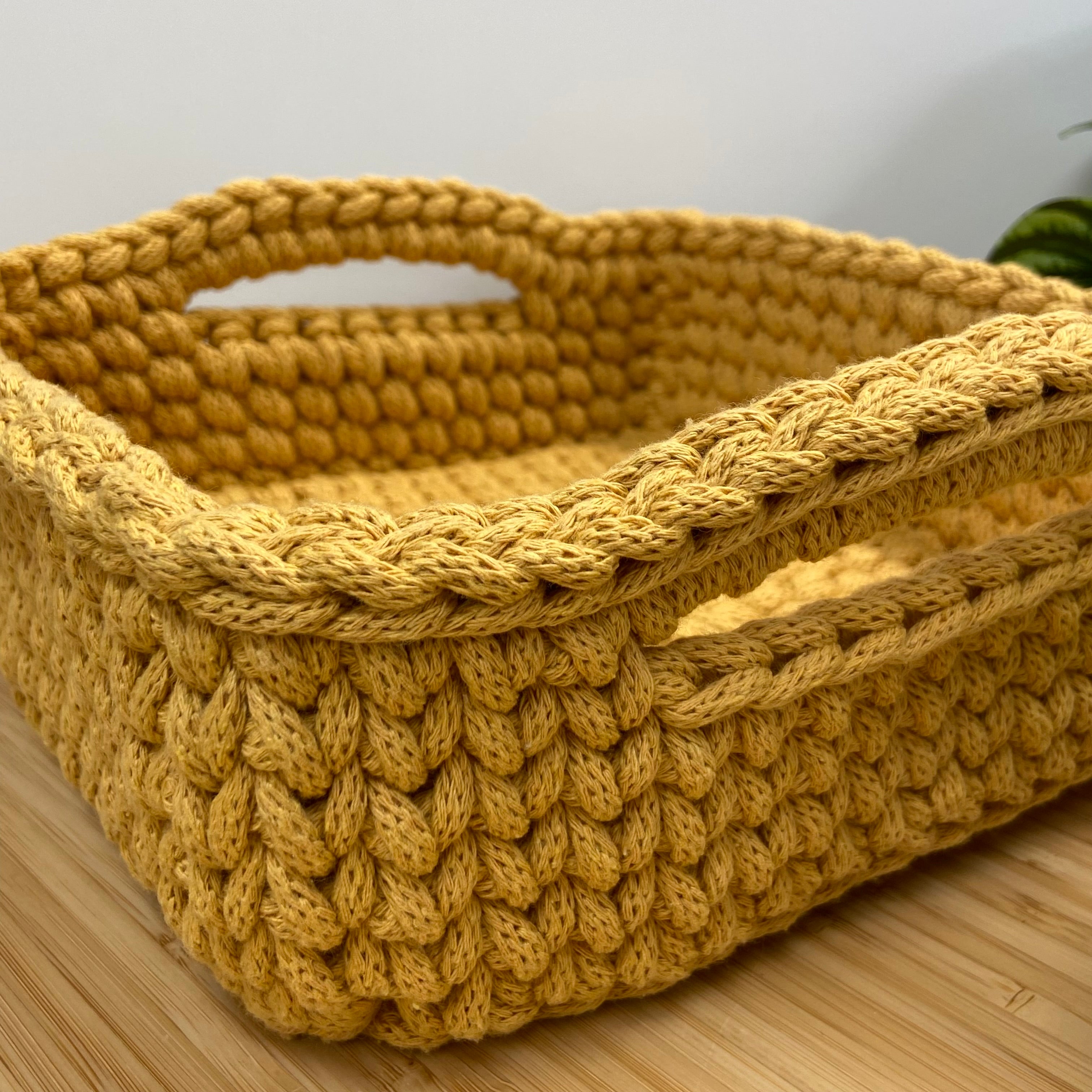 Handmade Crochet Basket - Mustard - Large