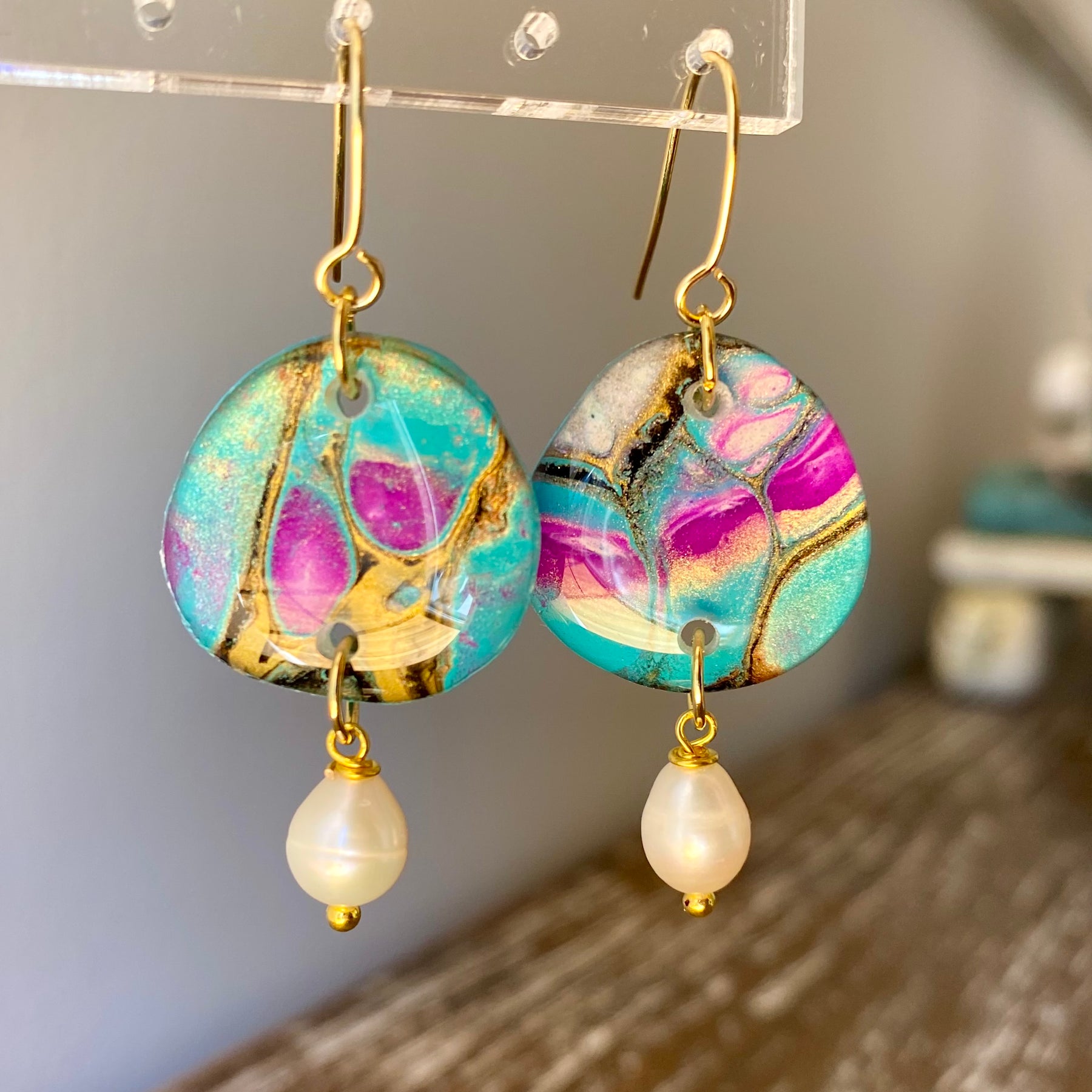 Stunning Freshwater Pearls and Art Earrings