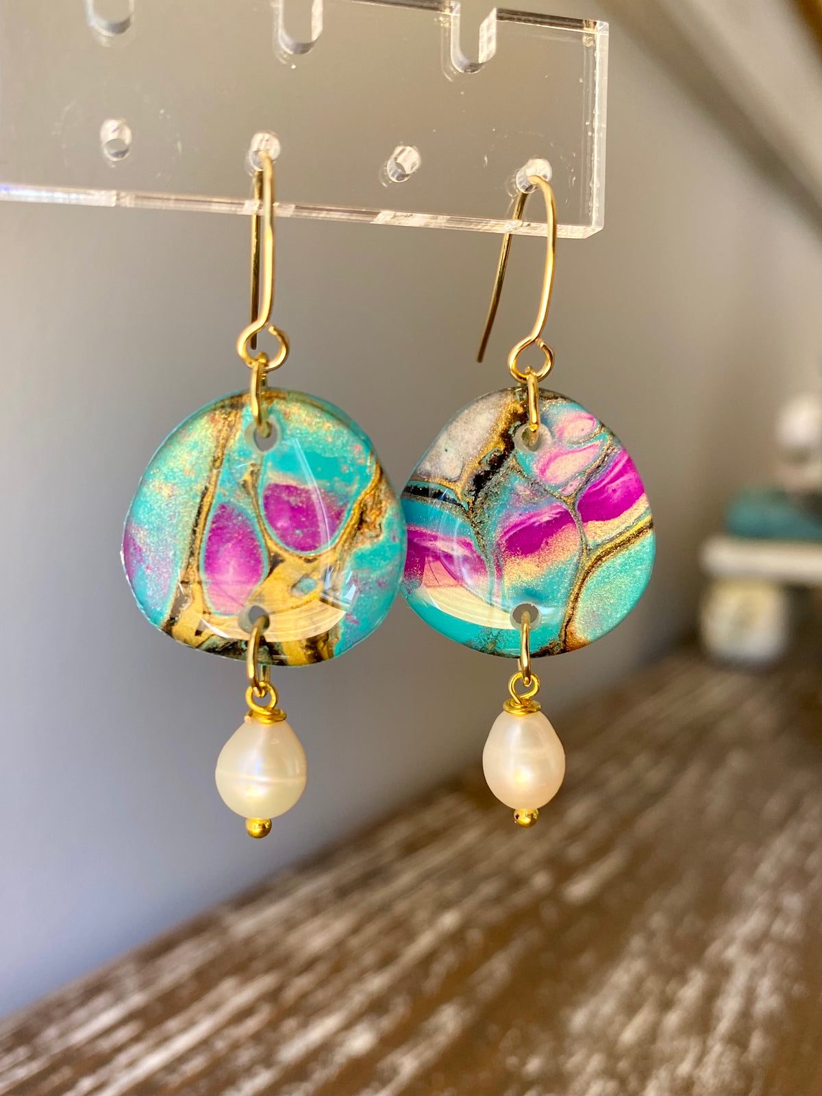 Stunning Freshwater Pearls and Art Earrings