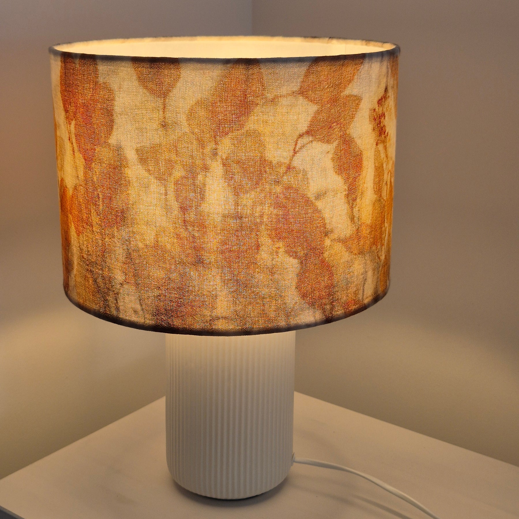 Lampshade large ecoprinted eucalyptus