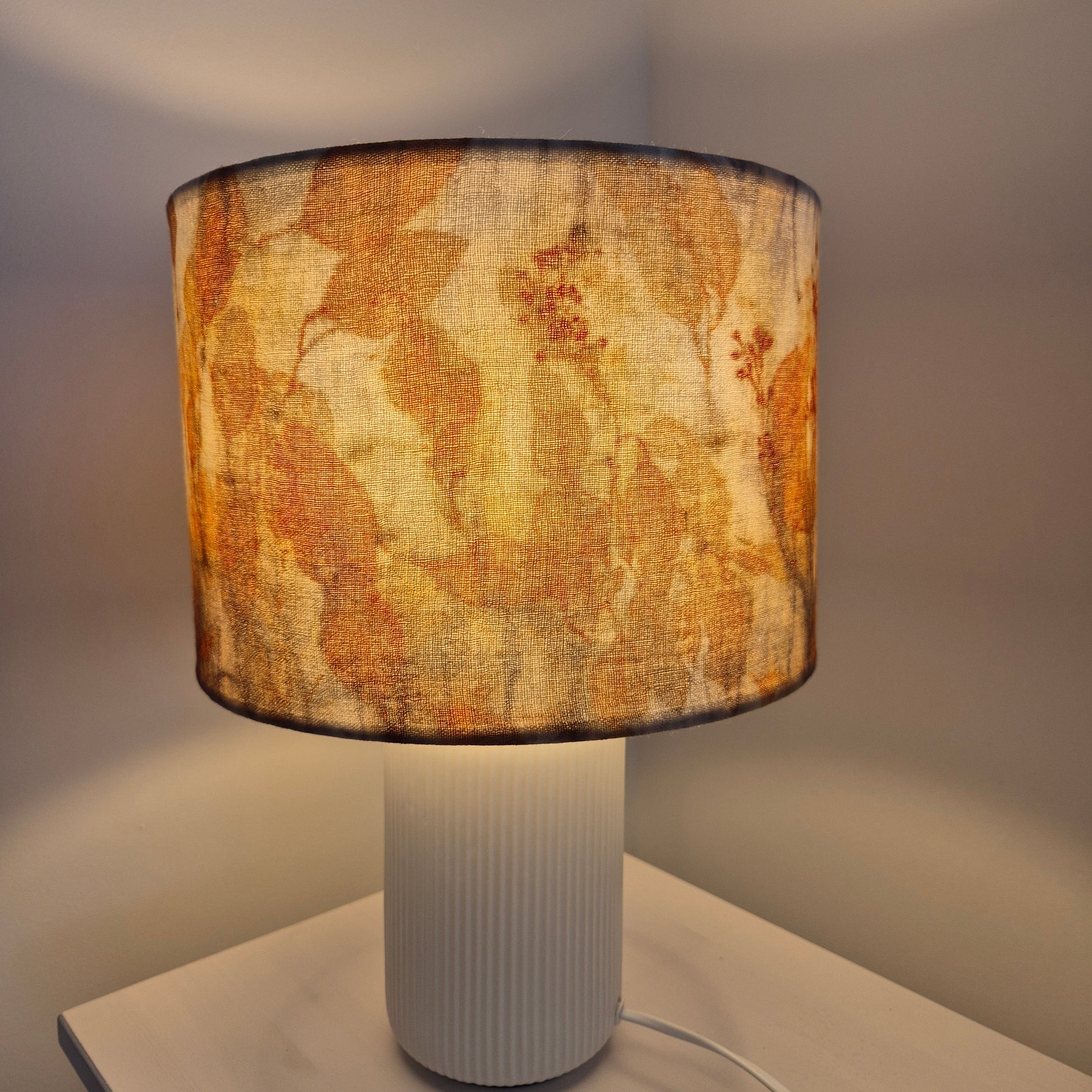 Lampshade large ecoprinted eucalyptus