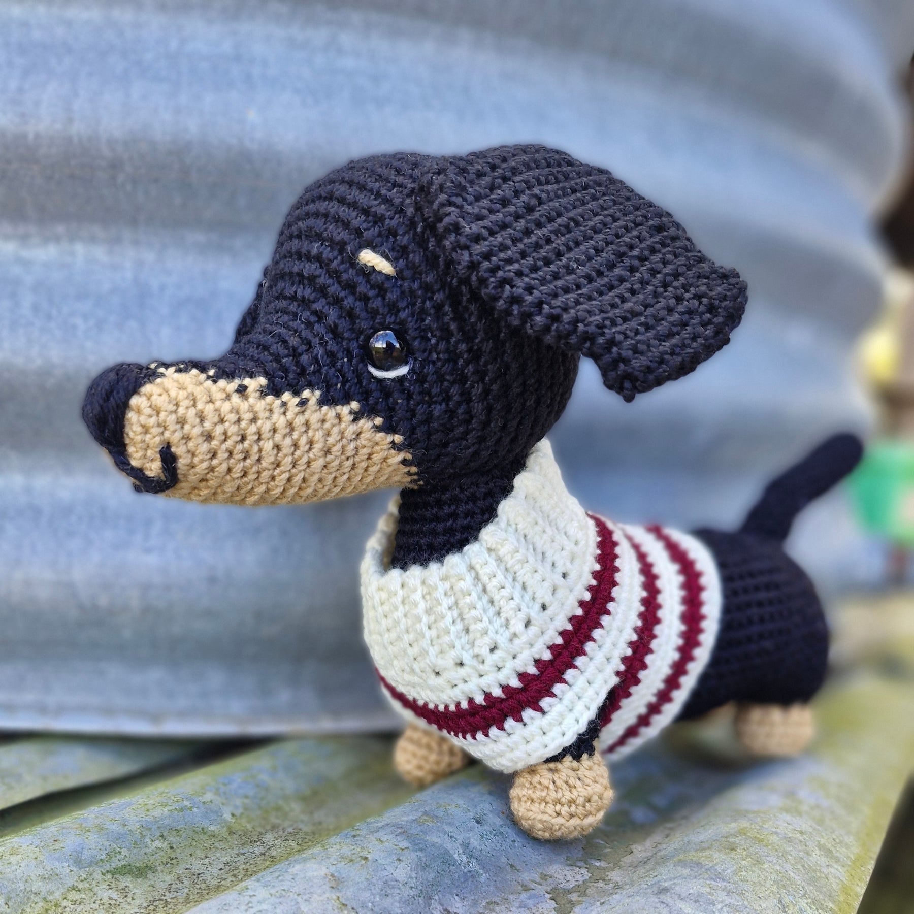 Hand crochet Bi-Colour Dachshund Dog (Sausage Dog)