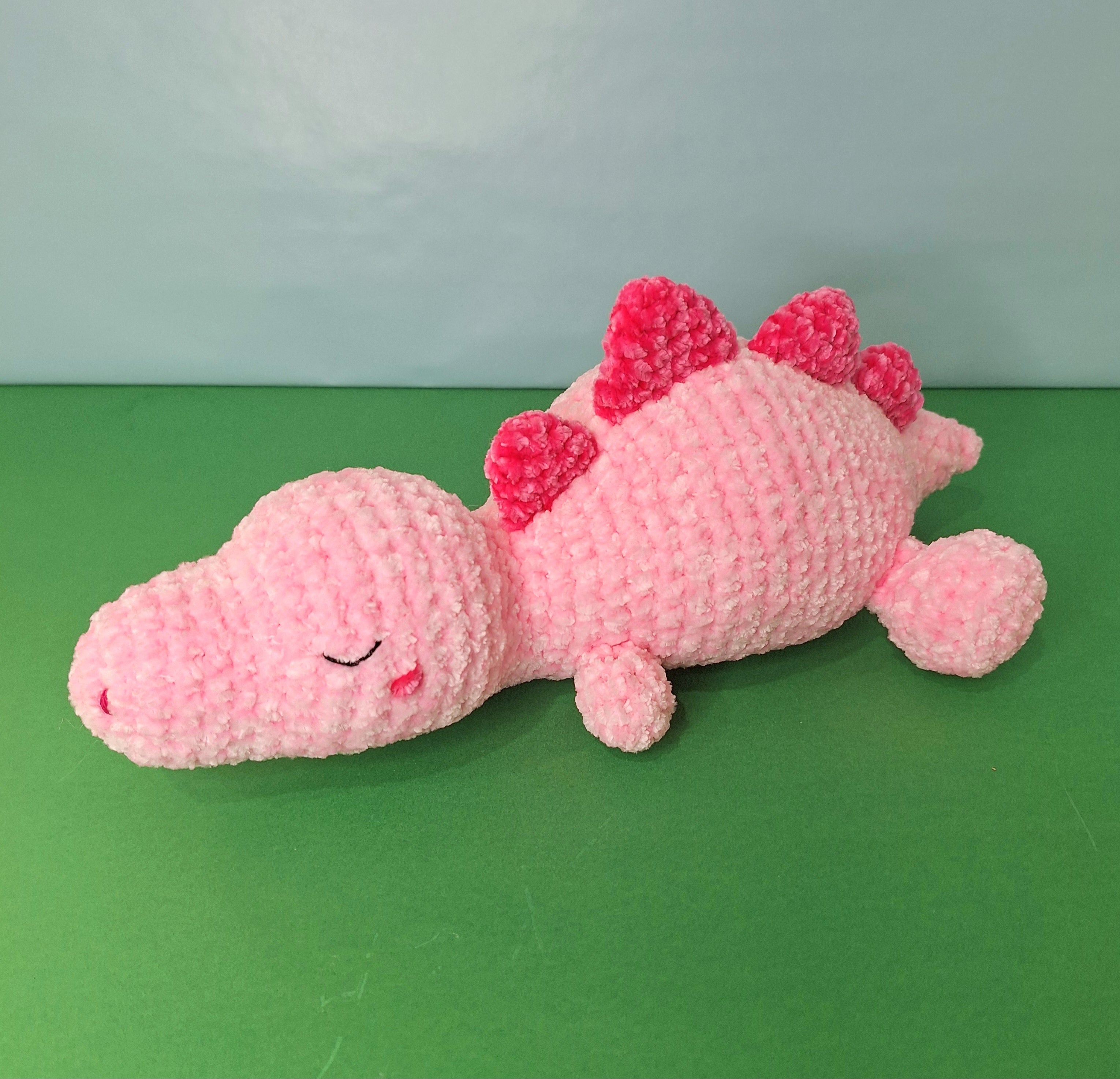 Pink Sleepy Velvet Crocheted Dinosaur Cuddle Toy