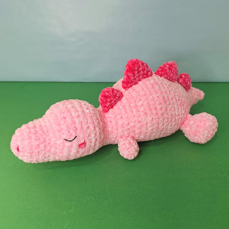Pink Sleepy Velvet Crocheted Dinosaur Cuddle Toy
