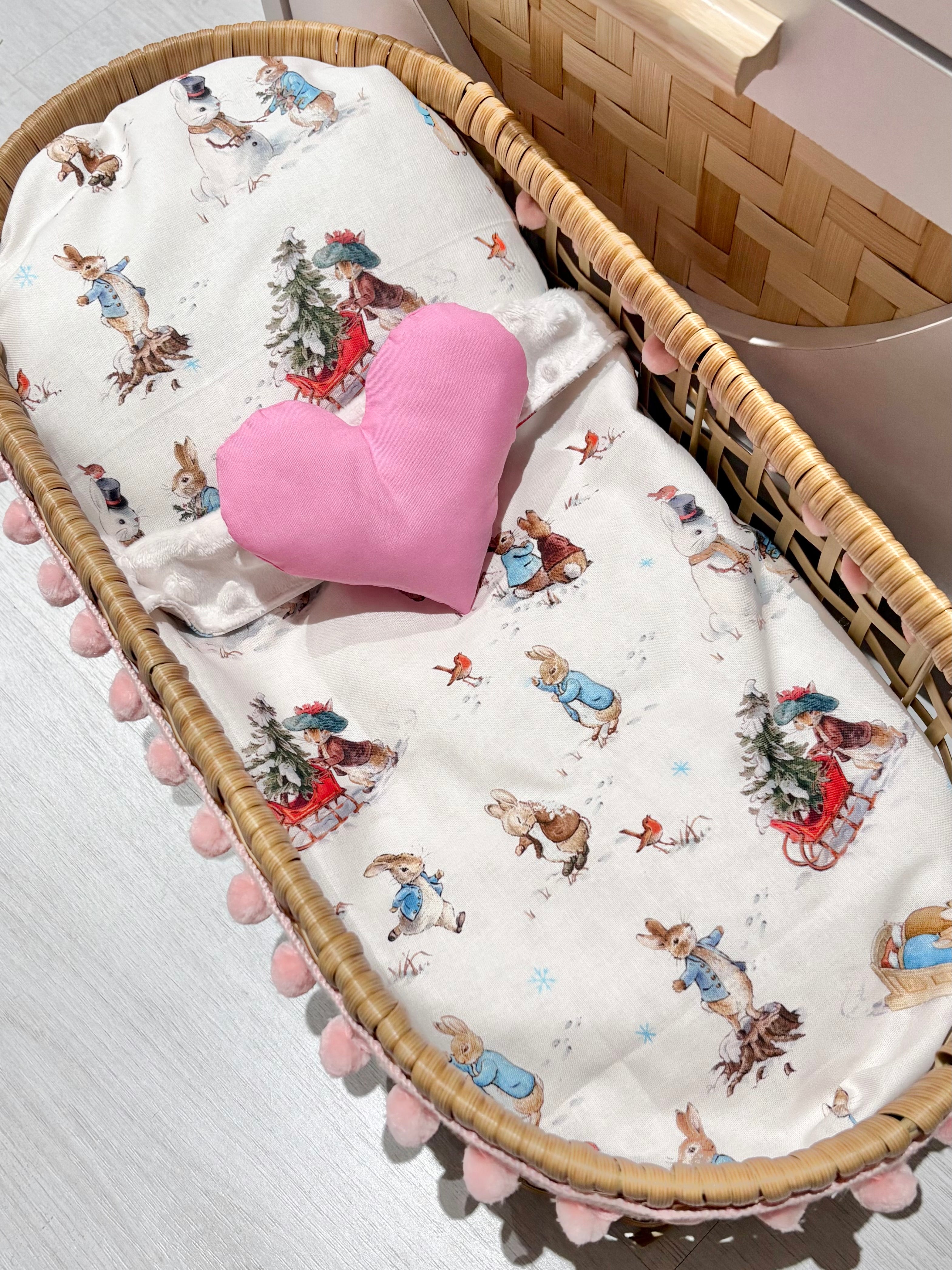 Handmade Doll Bedding Set – Fits Kmart & Target Doll Pram/Bassinet | Pillow & Minky Blanket | Toy Nursery Accessories