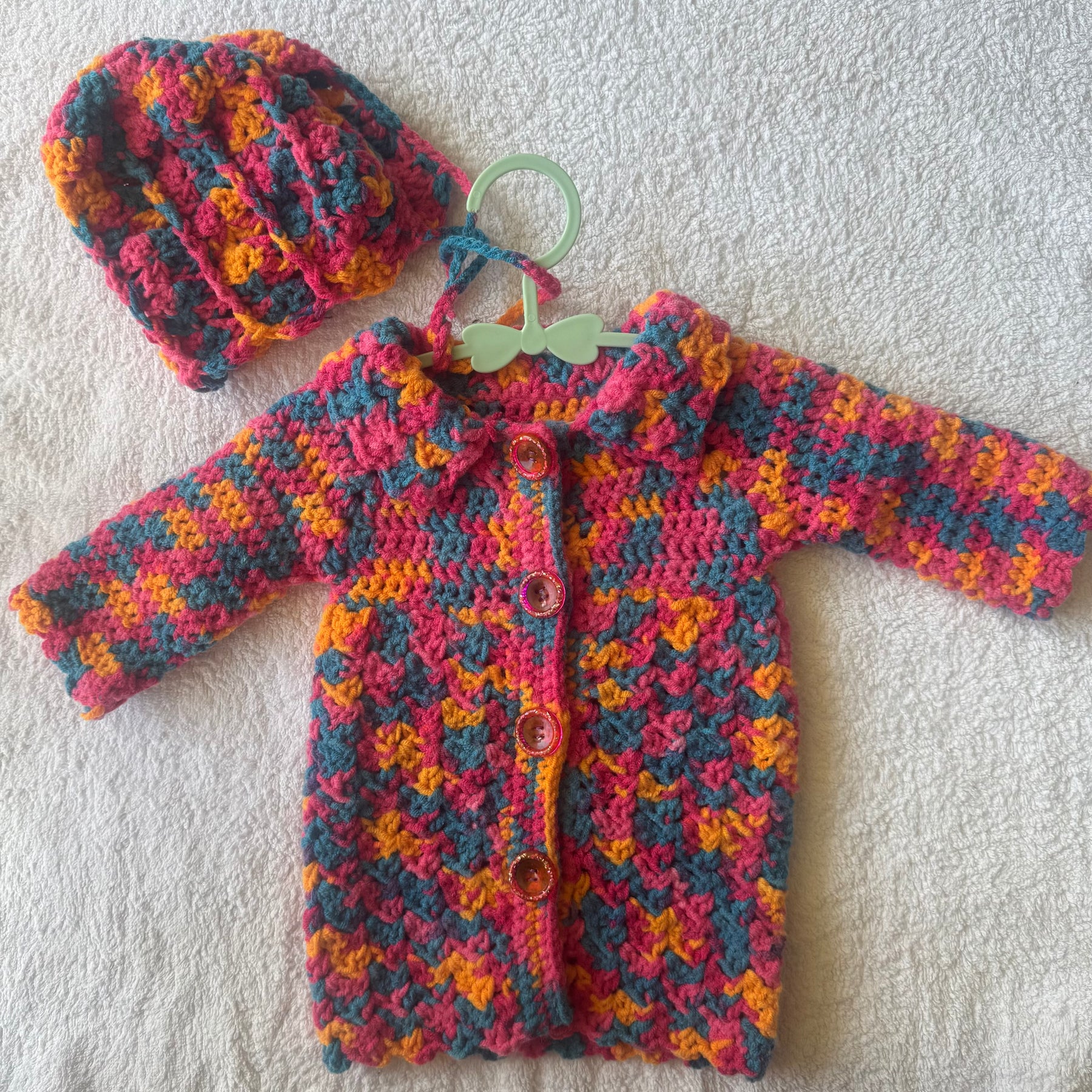 Baby Cardigan & Bonnet Set - Newborn