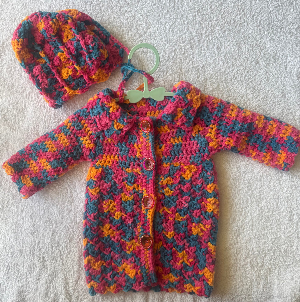 Baby Cardigan & Bonnet Set - Newborn