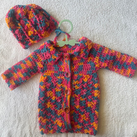 Baby Cardigan & Bonnet Set - Newborn