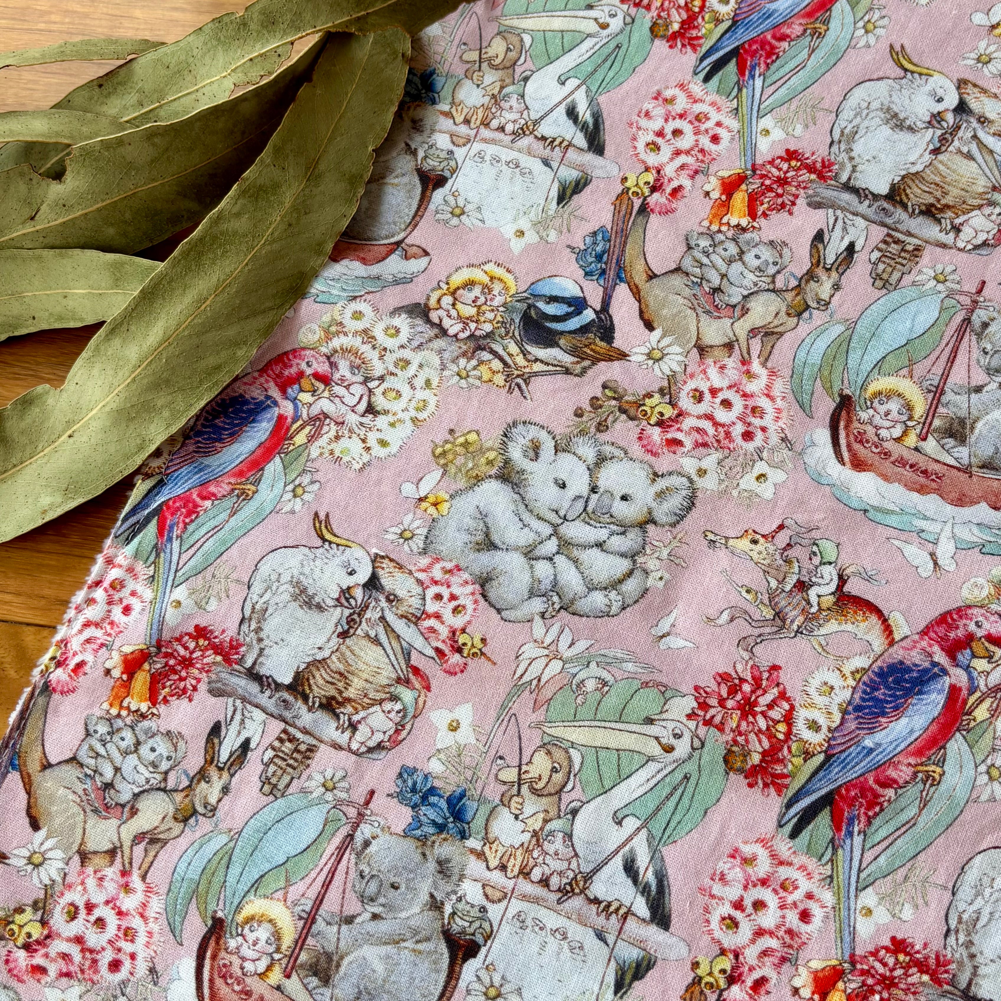 Baby Bib and Burp Cloth Set - May Gibbs Pink Gumnut Baby Adventures