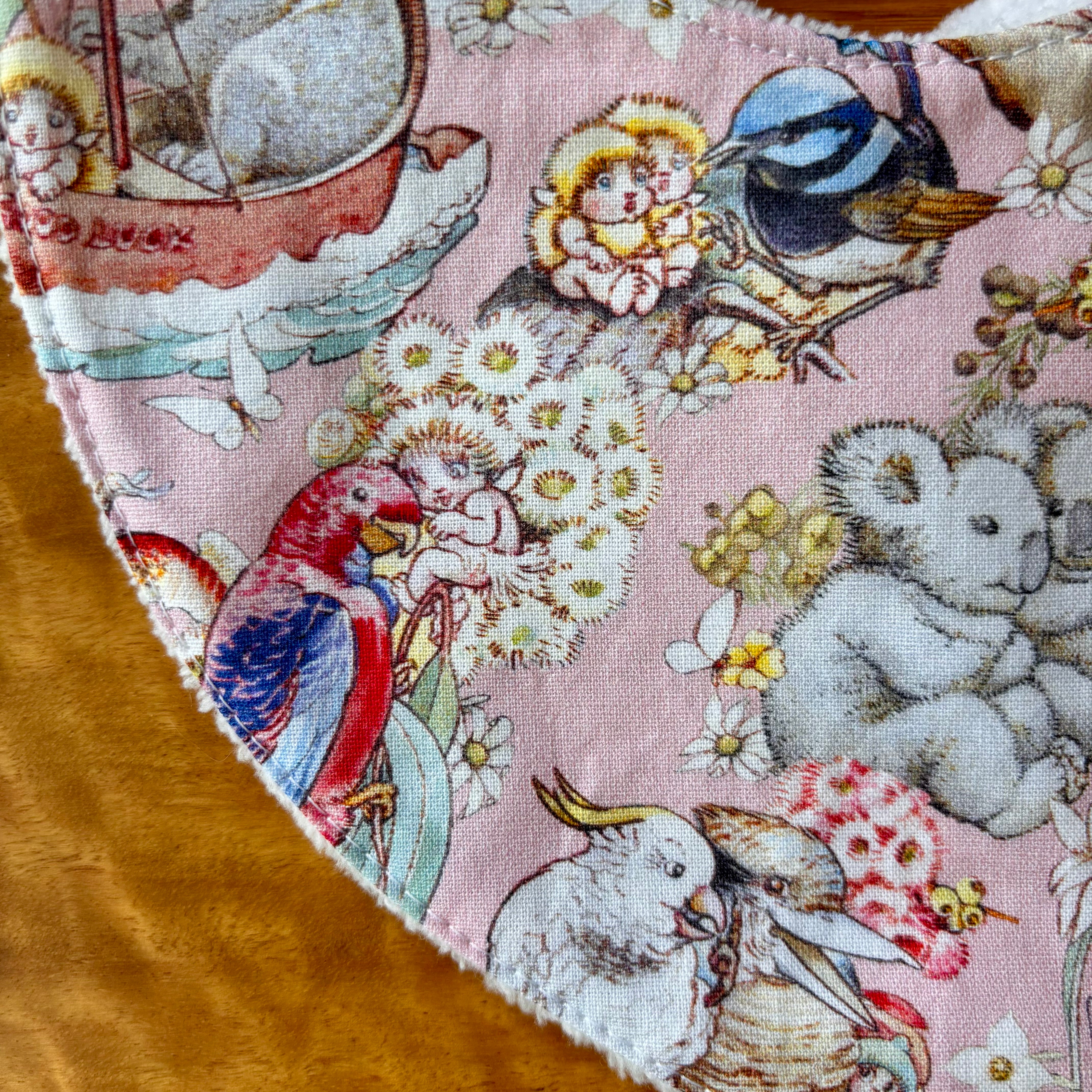Baby Bib and Burp Cloth Set - May Gibbs Pink Gumnut Baby Adventures