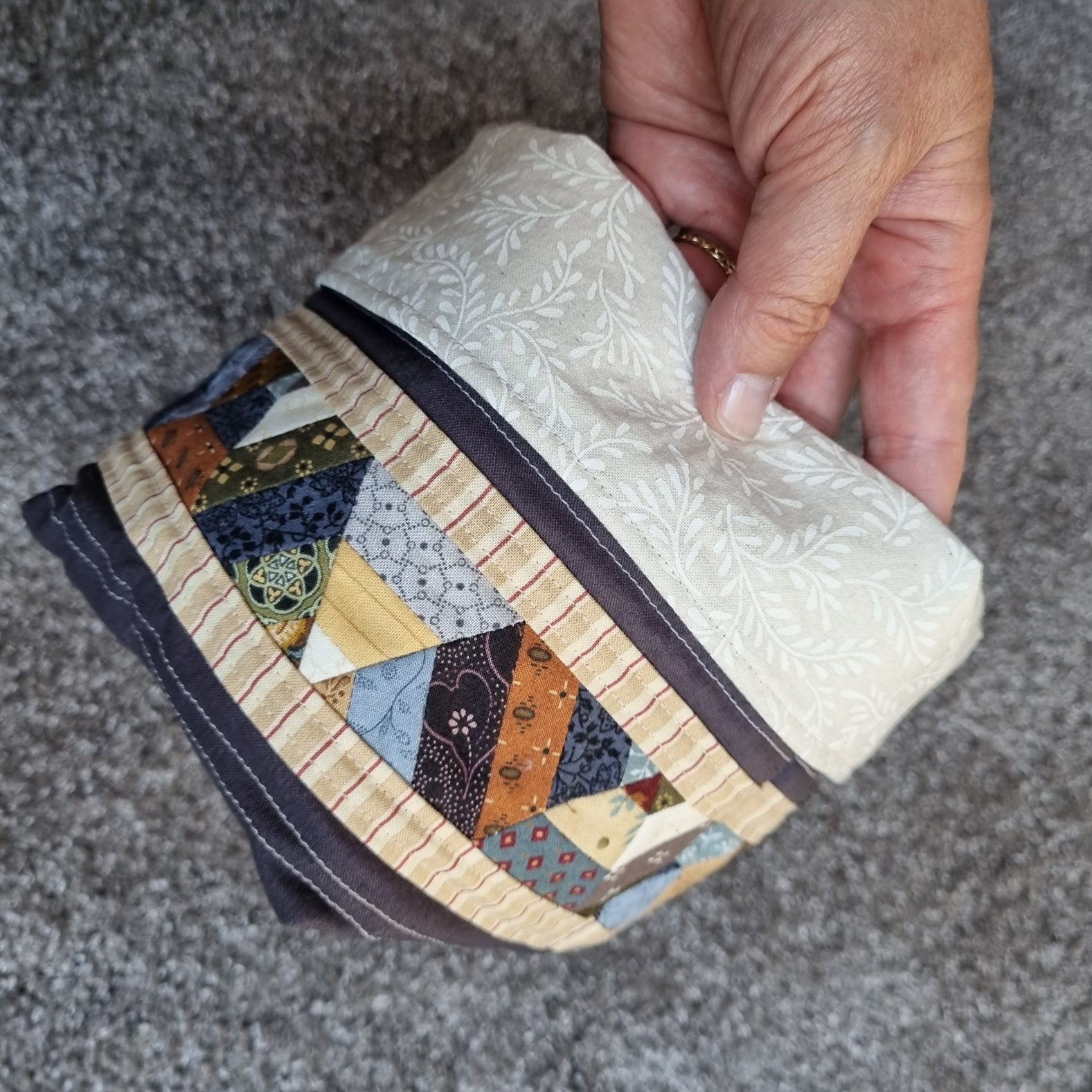 Patchwork Quilted Fabric Basket Bucket Organiser 2