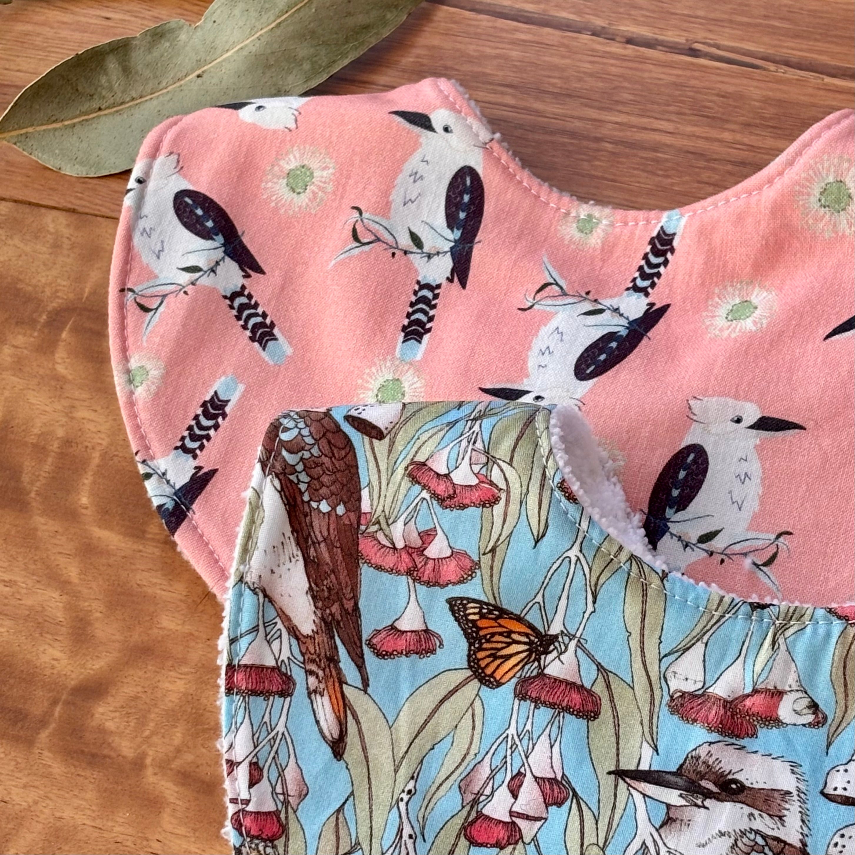 Australiana Baby Bib Set | Happy Kookaburras | Ready to Ship