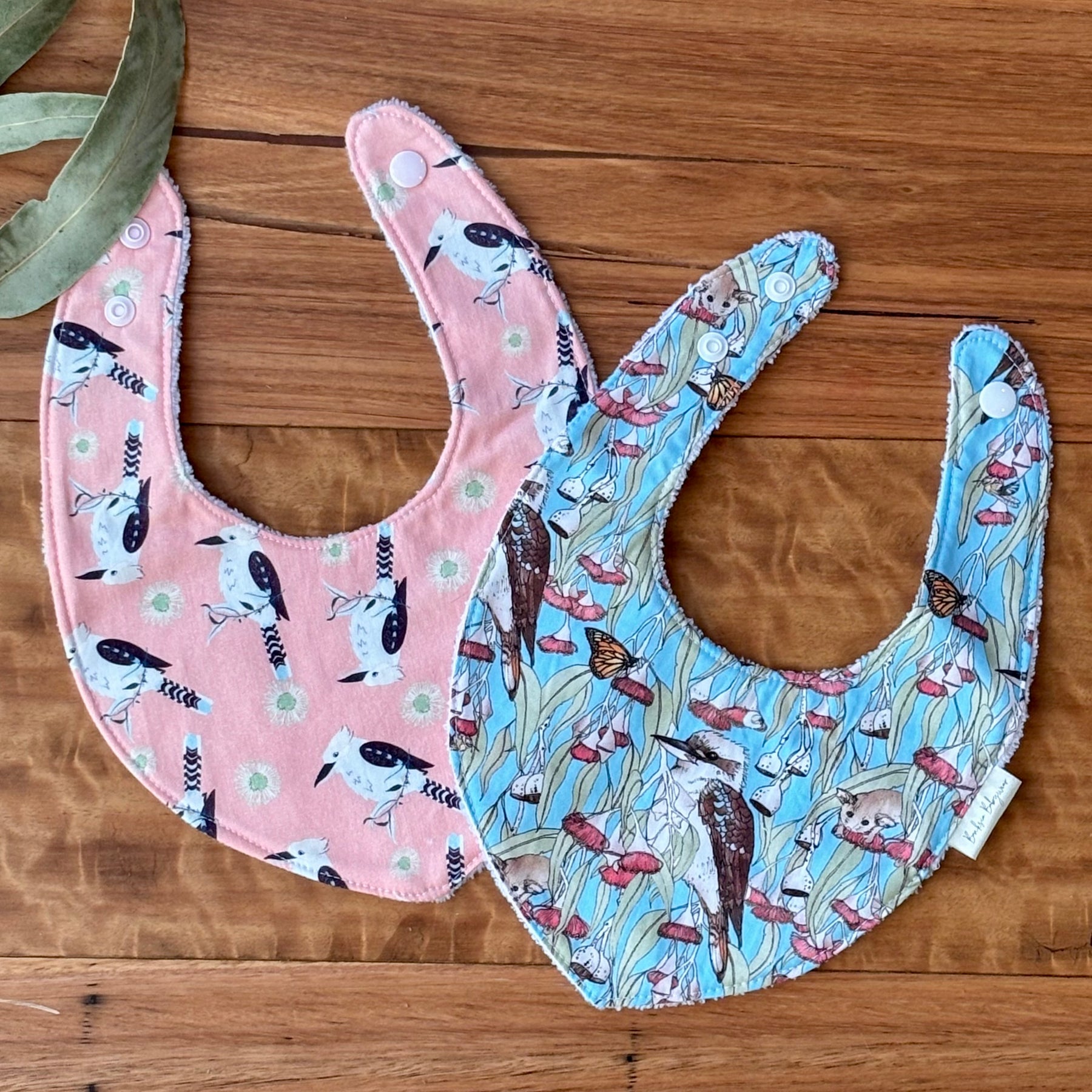 Australiana Baby Bib Set | Happy Kookaburras | Ready to Ship