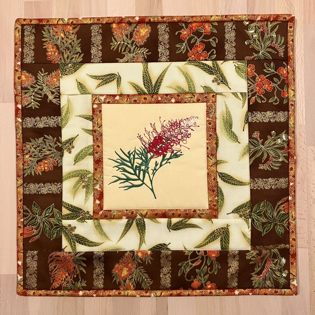handmade Australian native quilted - grevillea