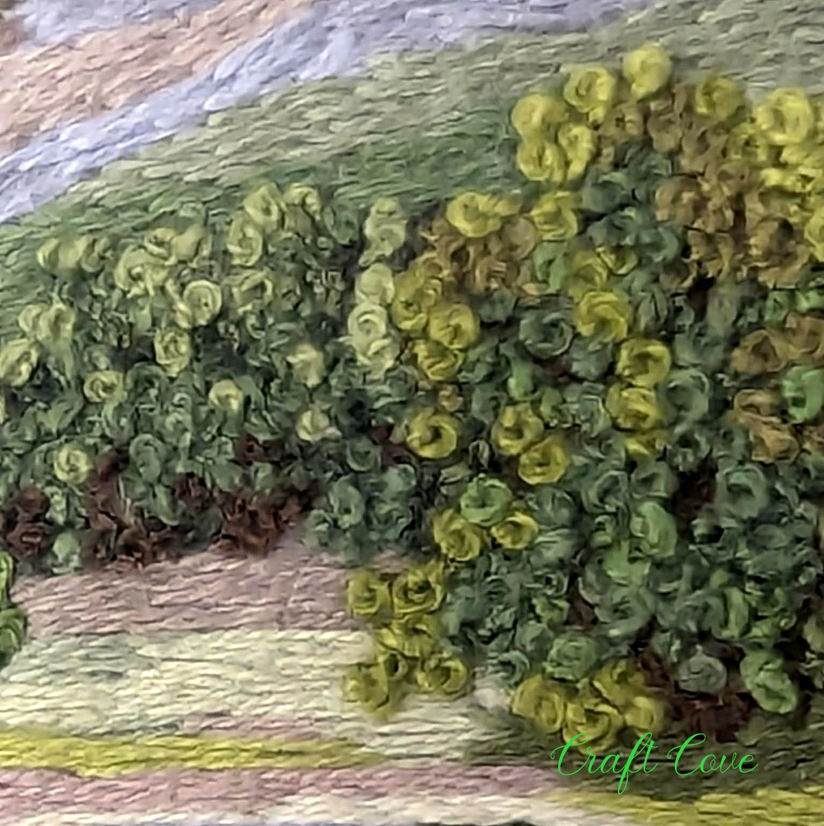 Hand Embroidered Mountain Landscape – Intricate Thread Painting