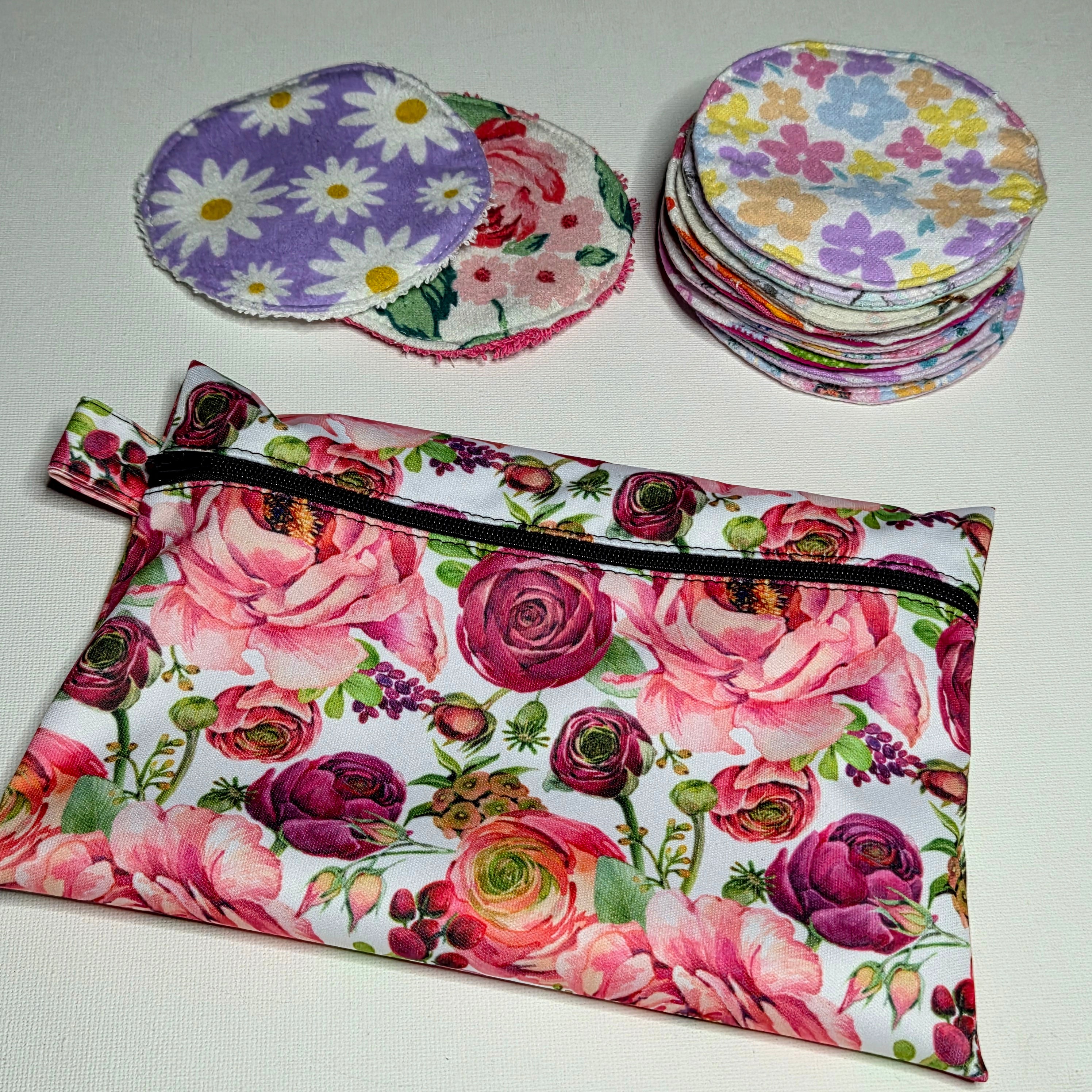 Make-up remover wipes and floral wet bag set