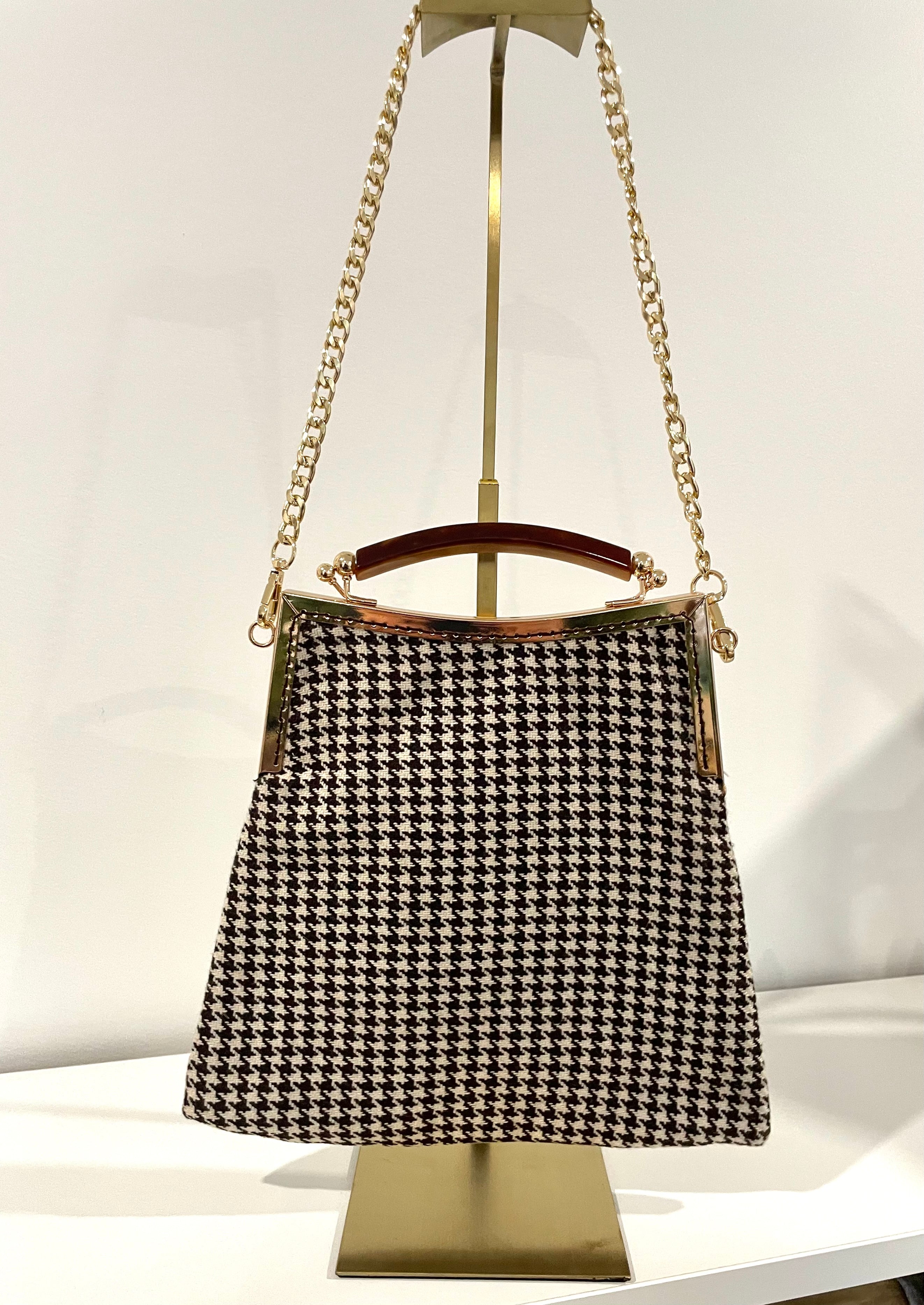 Handmade Houndstooth Art Deco Hand Style bag