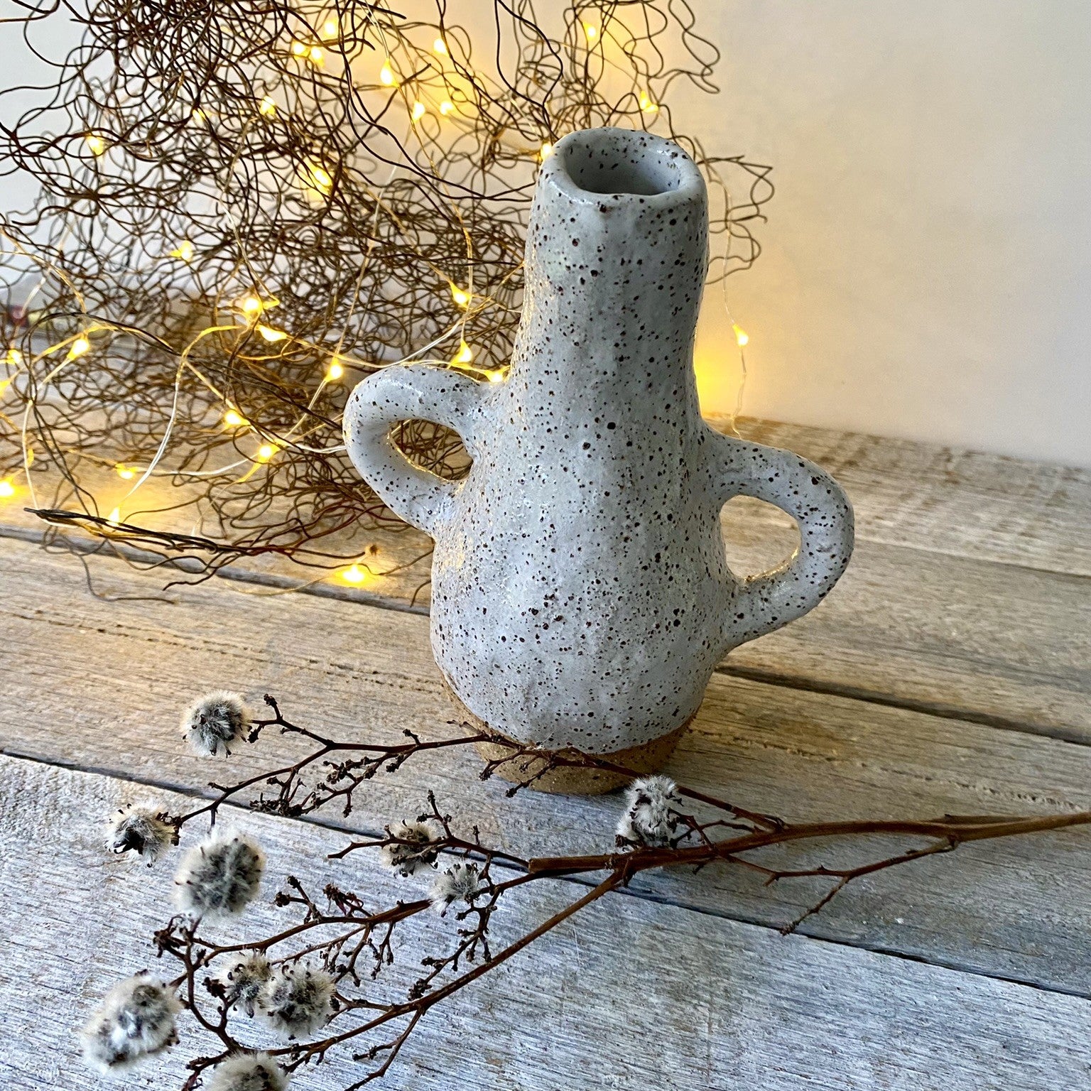 Ceramic Bud Vase - Rustic with white glaze
