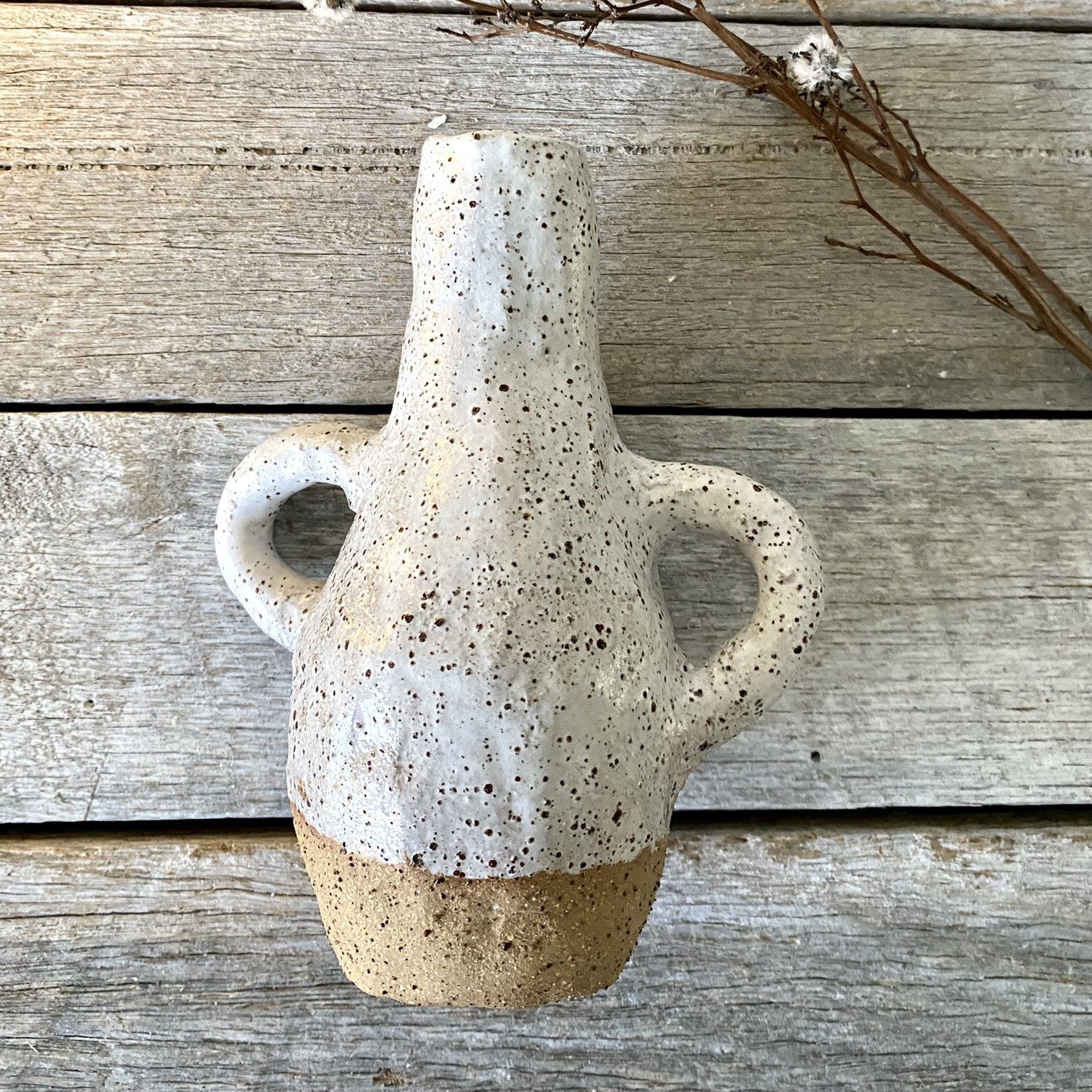 Ceramic Bud Vase - Rustic with white glaze