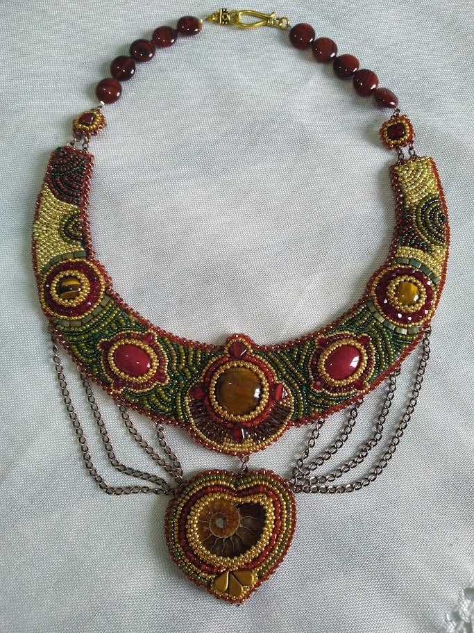 Beaded ammonite collar/necklace