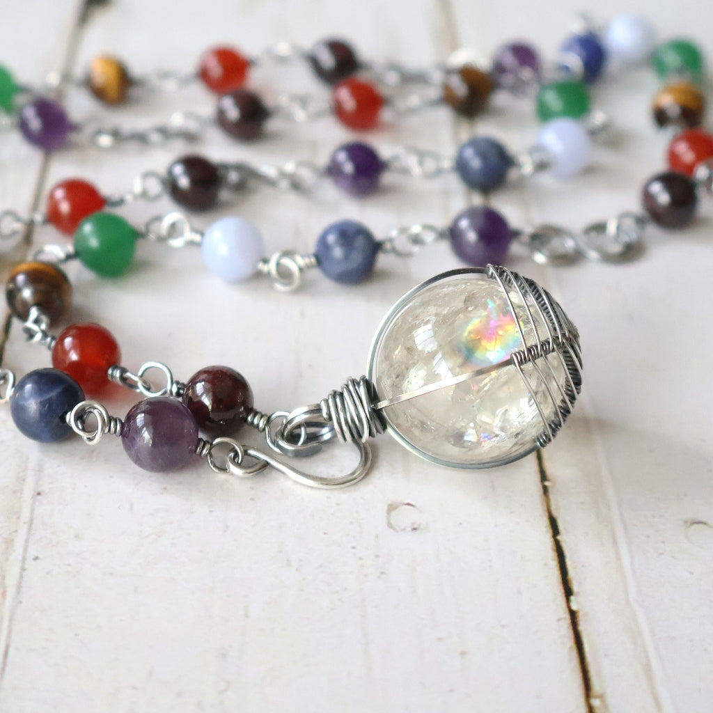 RESERVED ~ Long Chakra Necklace ~ Handcrafted with Australian Made Sterling Silver