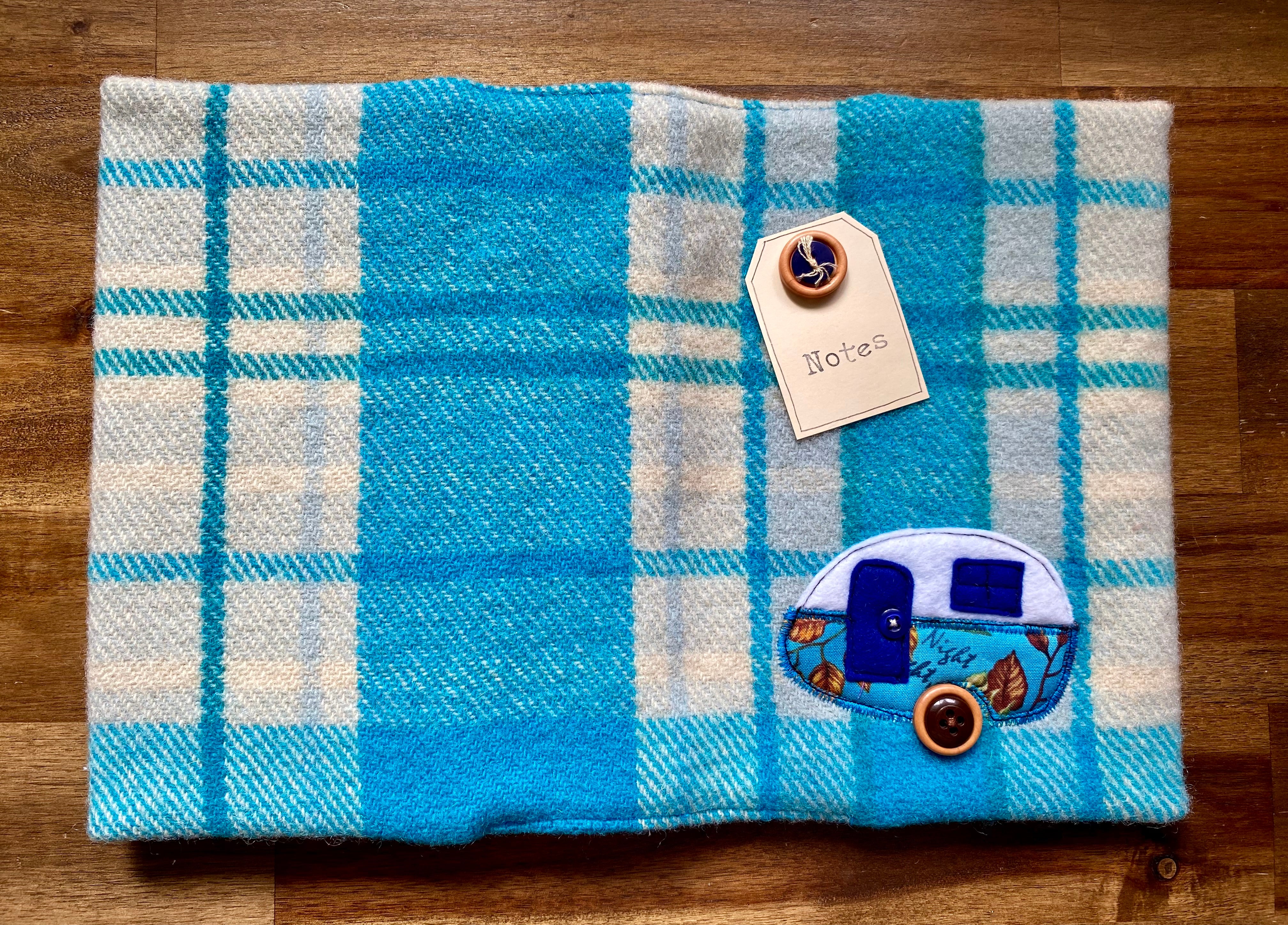 A5 Upcycled Notebook Vintage Caravan - Blue