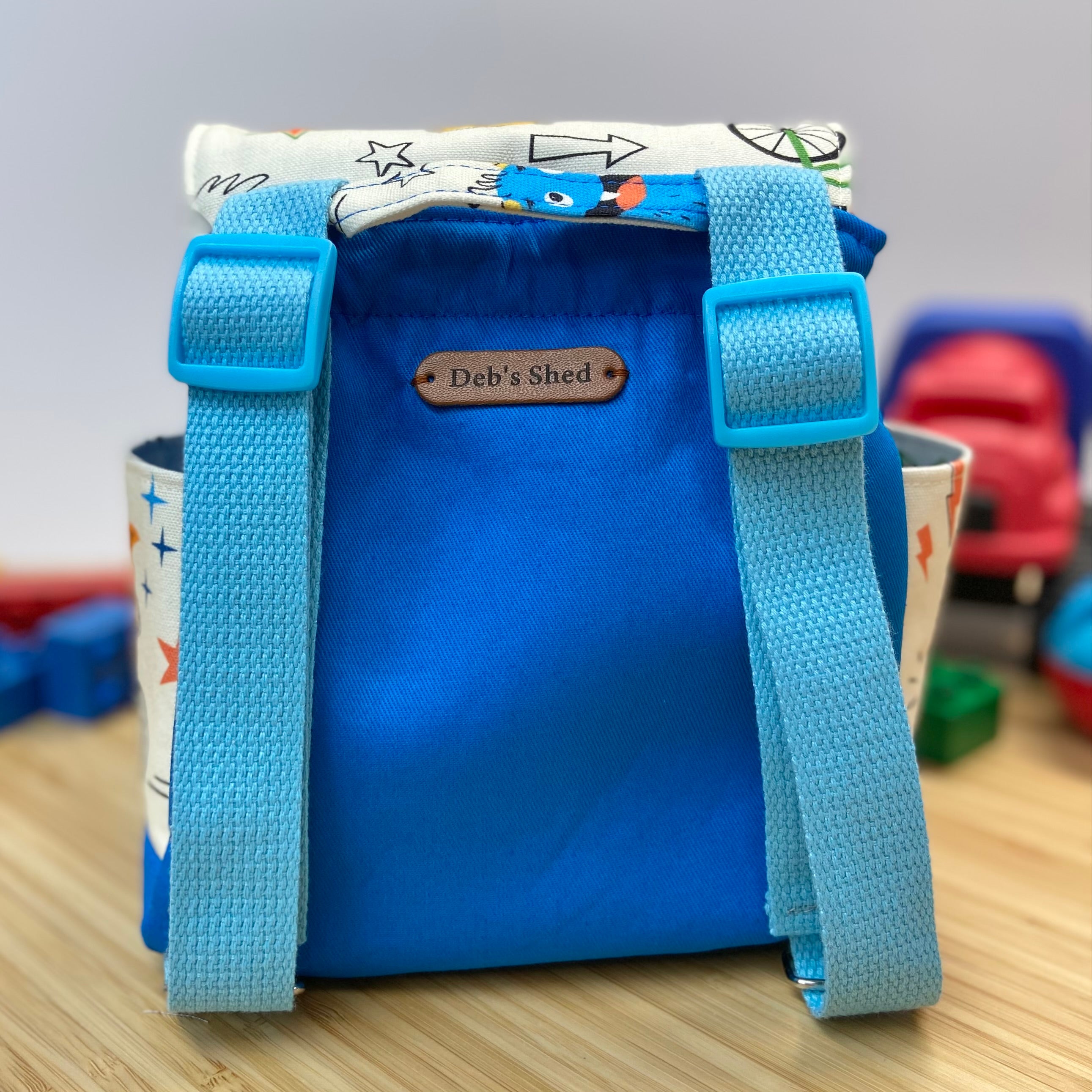 Handmade Toddler Backpack - Monsters on Wheels