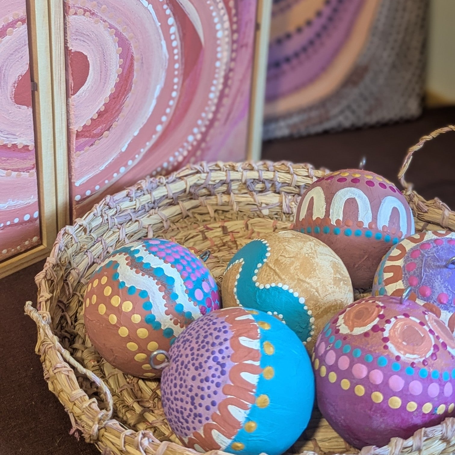 Art Baubles Handpainted Merry & Bright Christmas- Boxed Collection of 6